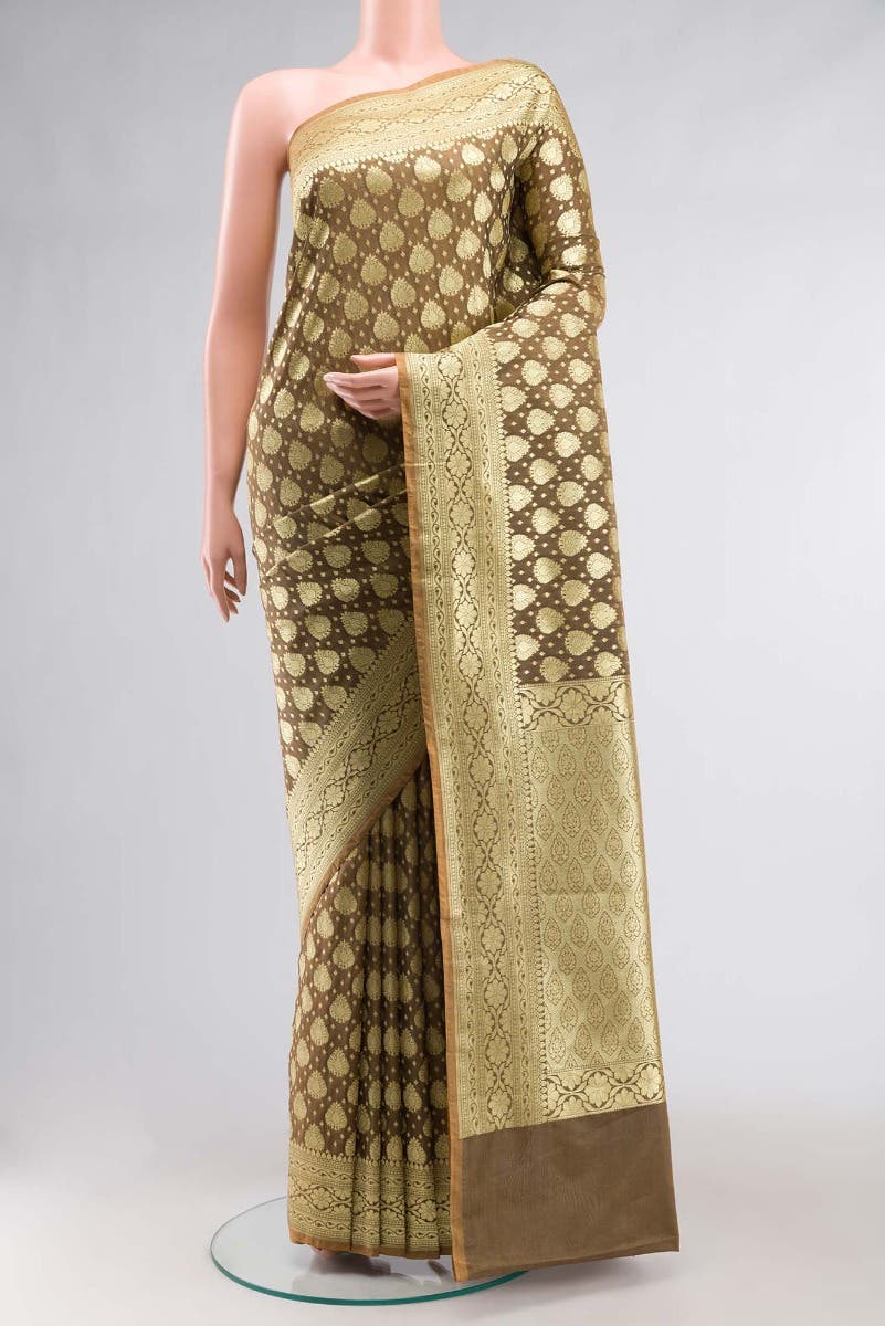 Brown Banarasi Silk Saree