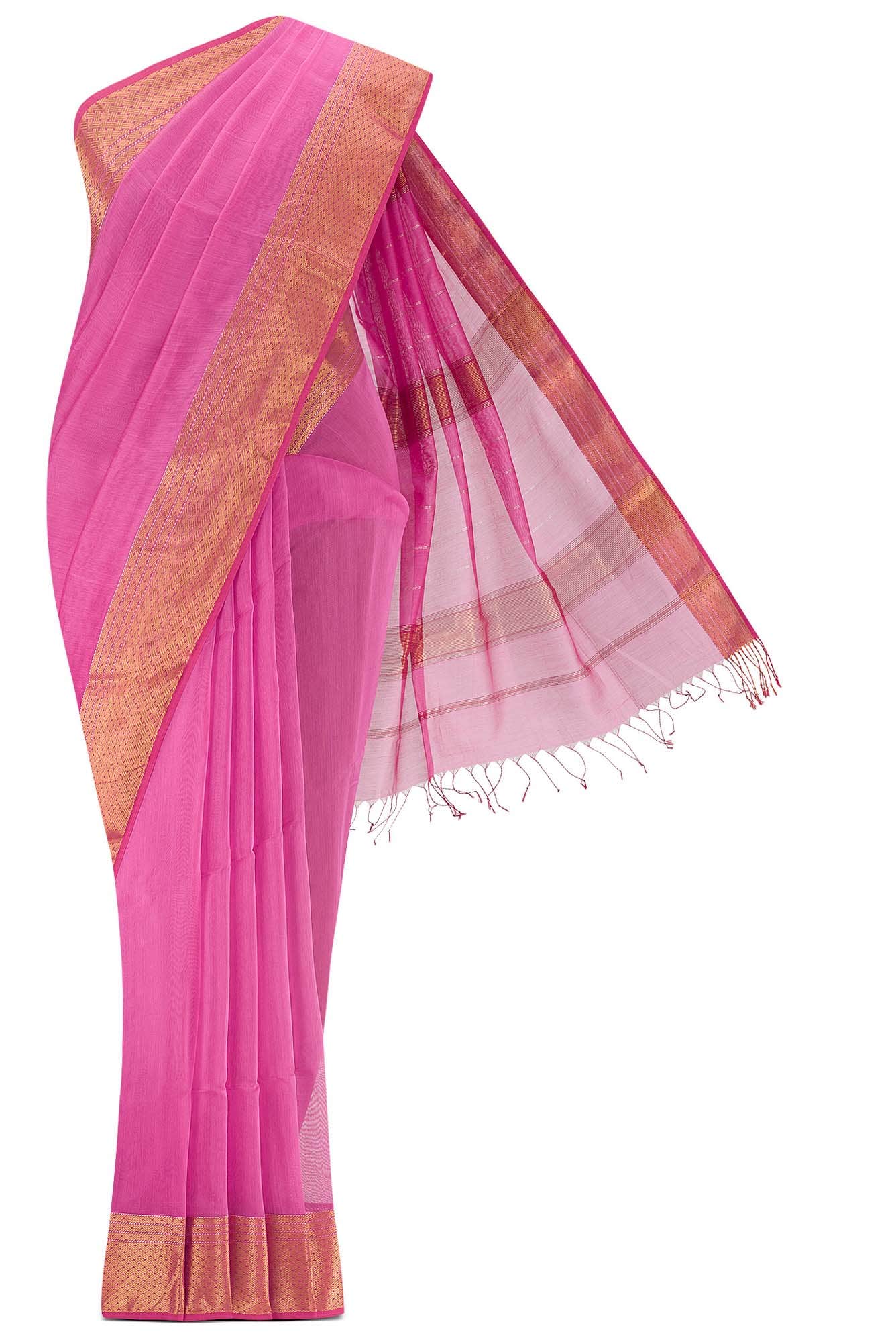 Pink Maheshwari Silk Cotton Saree