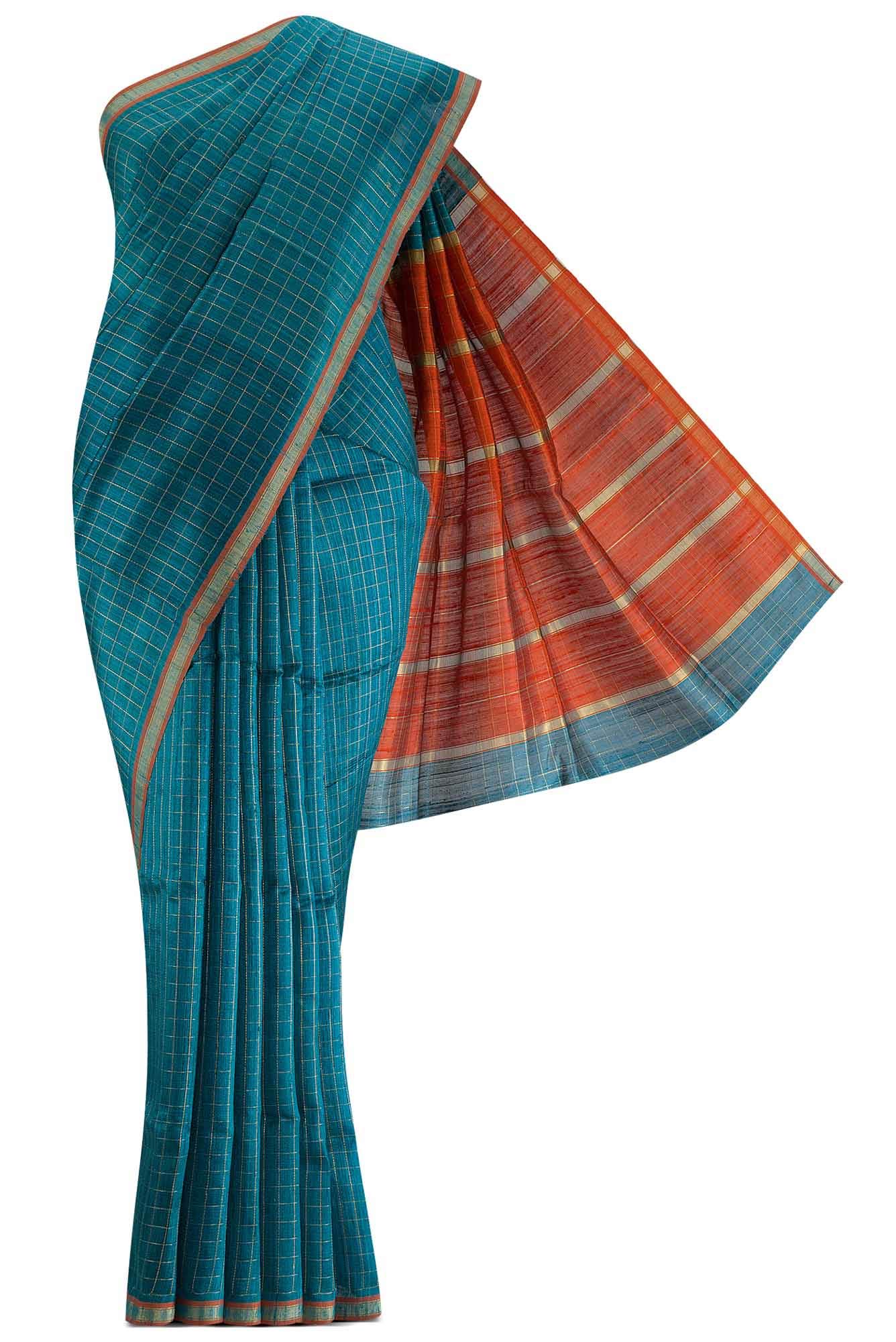 Aahana-Aqua Blue Bhagalpuri Tussar Silk Saree