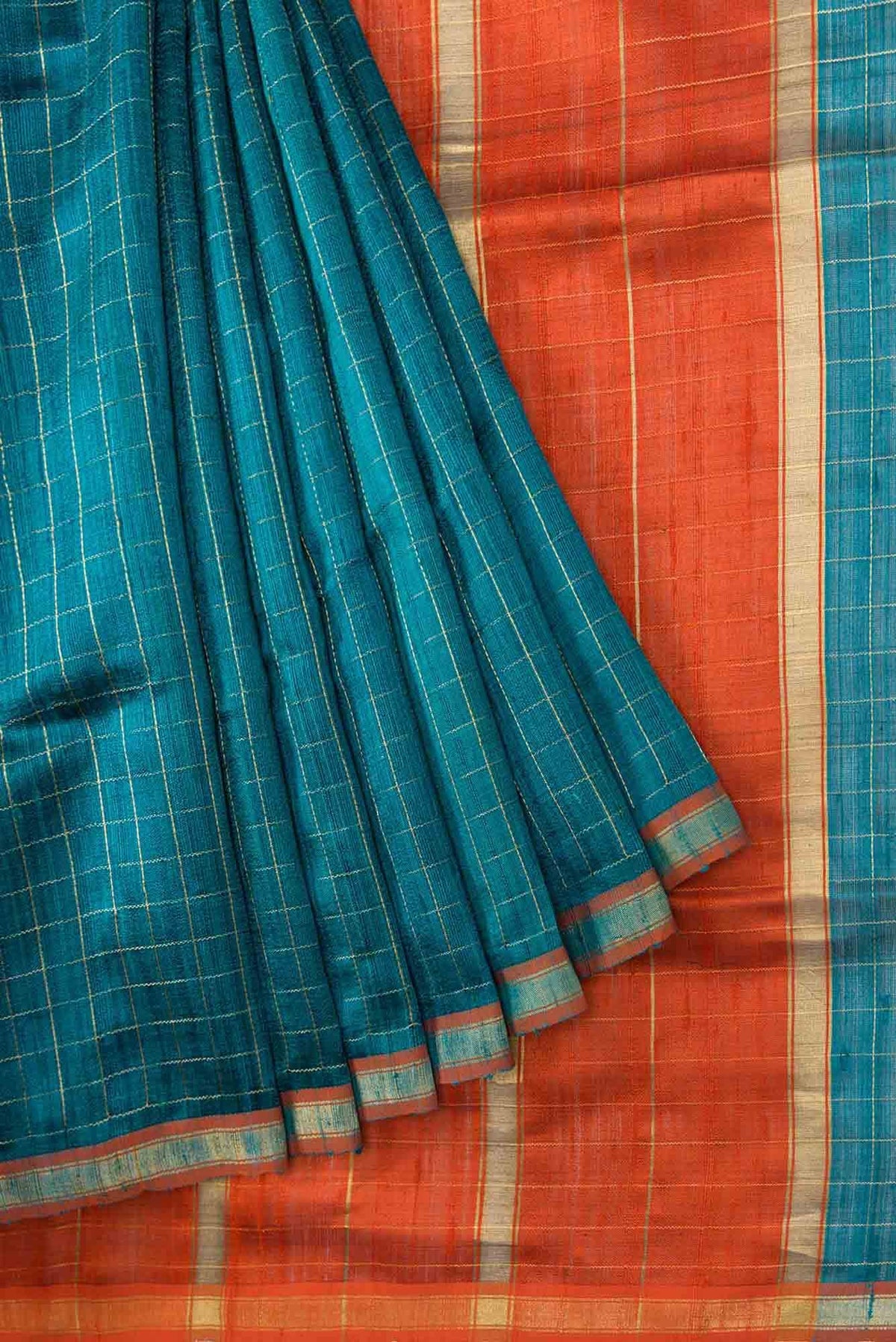 Aahana-Aqua Blue Bhagalpuri Tussar Silk Saree