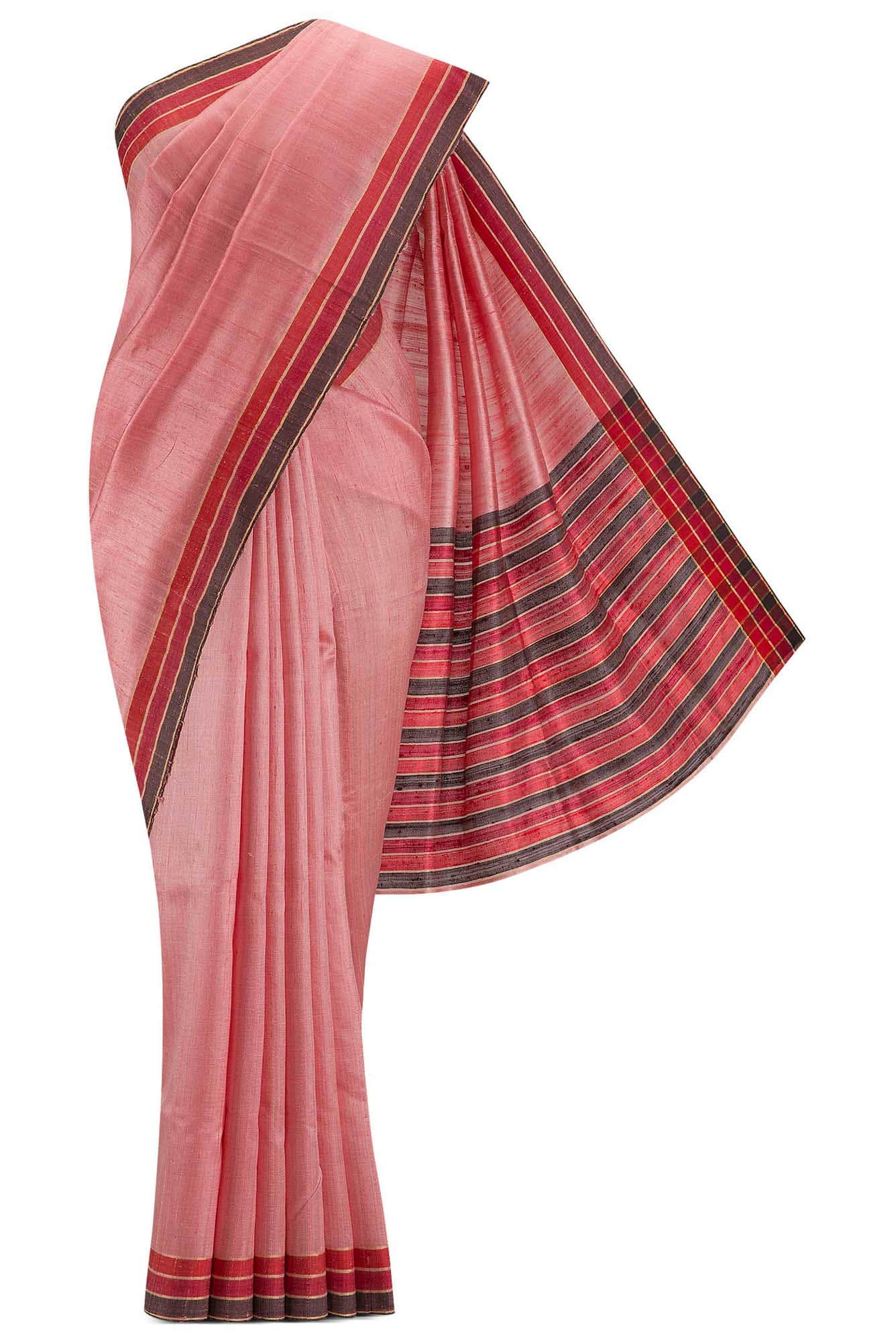 Gina-Salmon Bhagalpuri Tussar Silk Saree