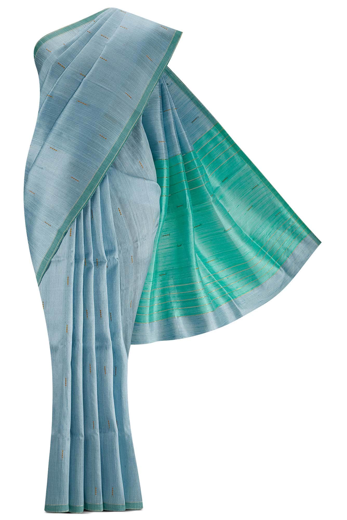 Ridha-Blue Grey Bhagalpuri Tussar Silk Saree