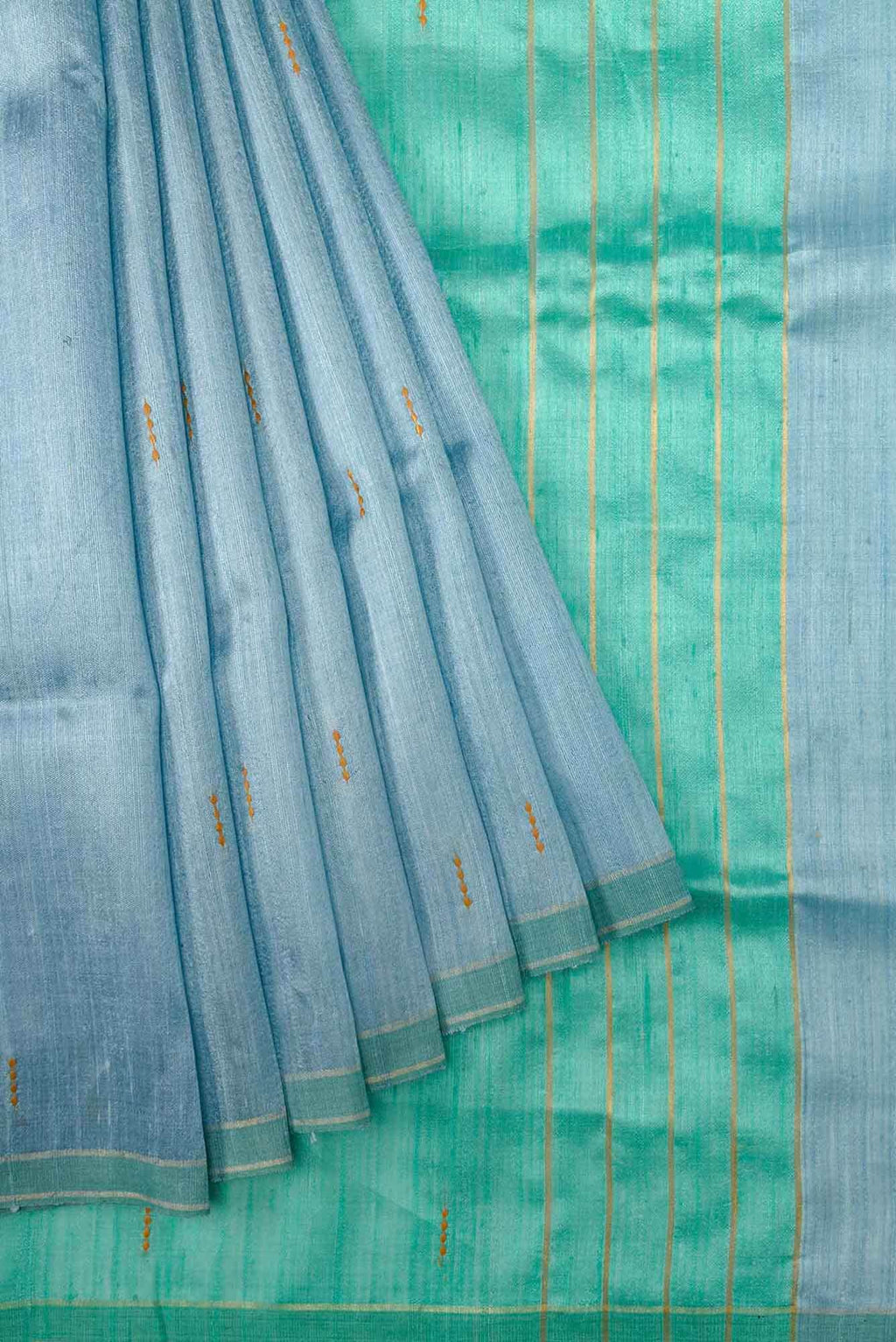 Ridha-Blue Grey Bhagalpuri Tussar Silk Saree