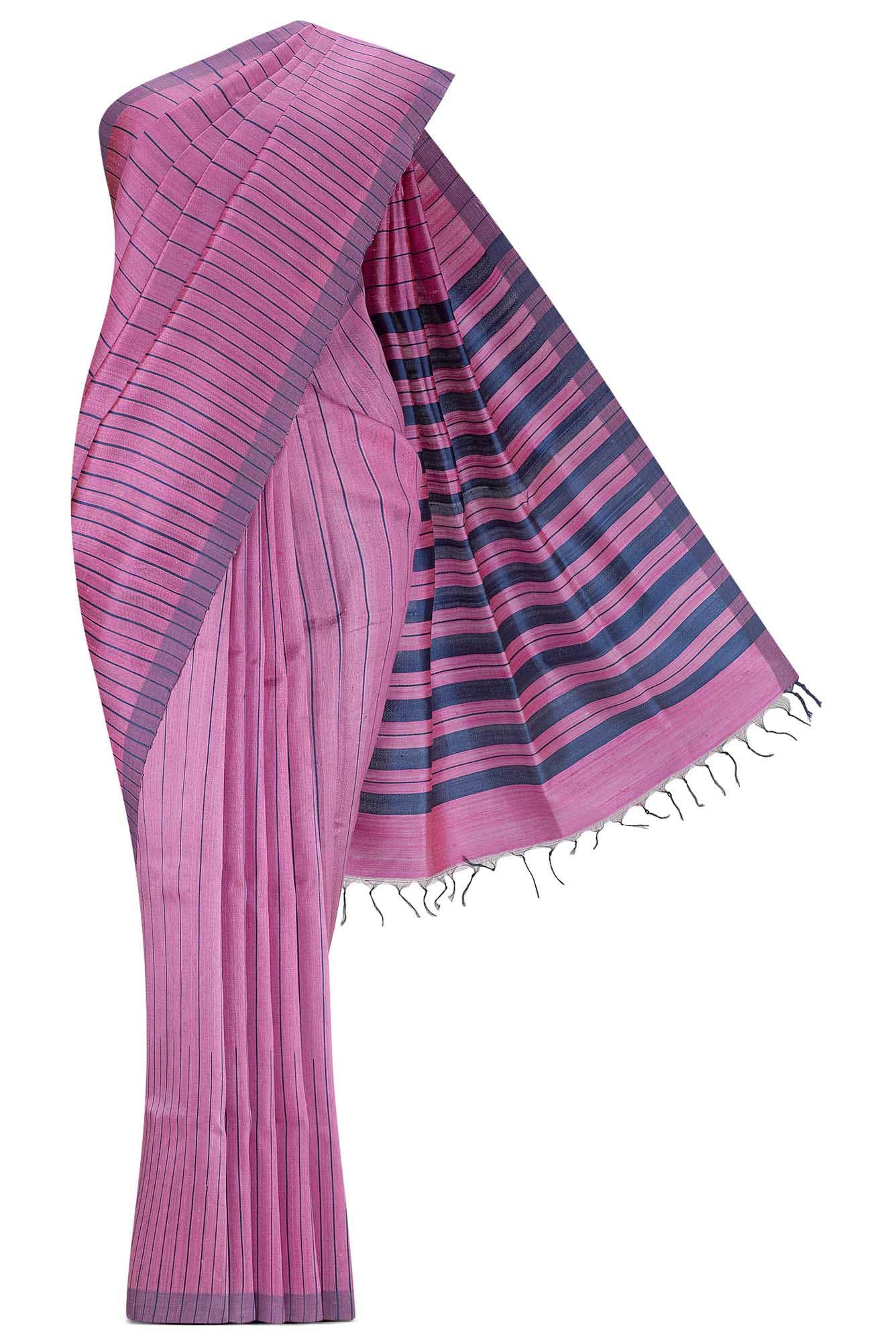 Amisha-Rose Pink Bhagalpuri Tussar Silk Saree