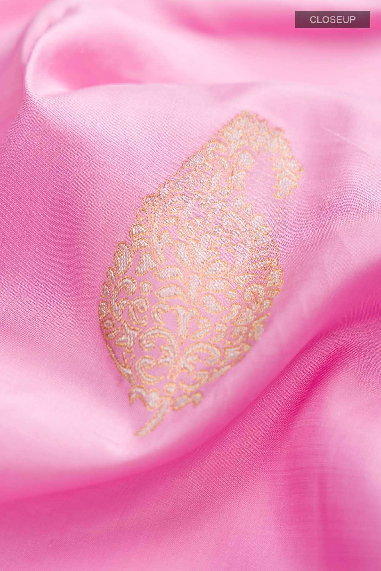 Rose pink Kanchipuram Silk Saree