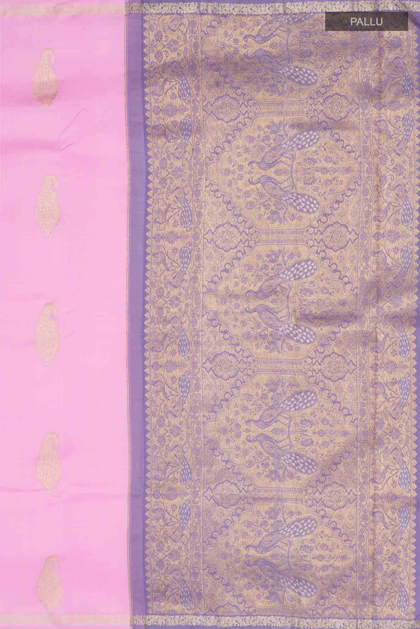 Rose pink Kanchipuram Silk Saree