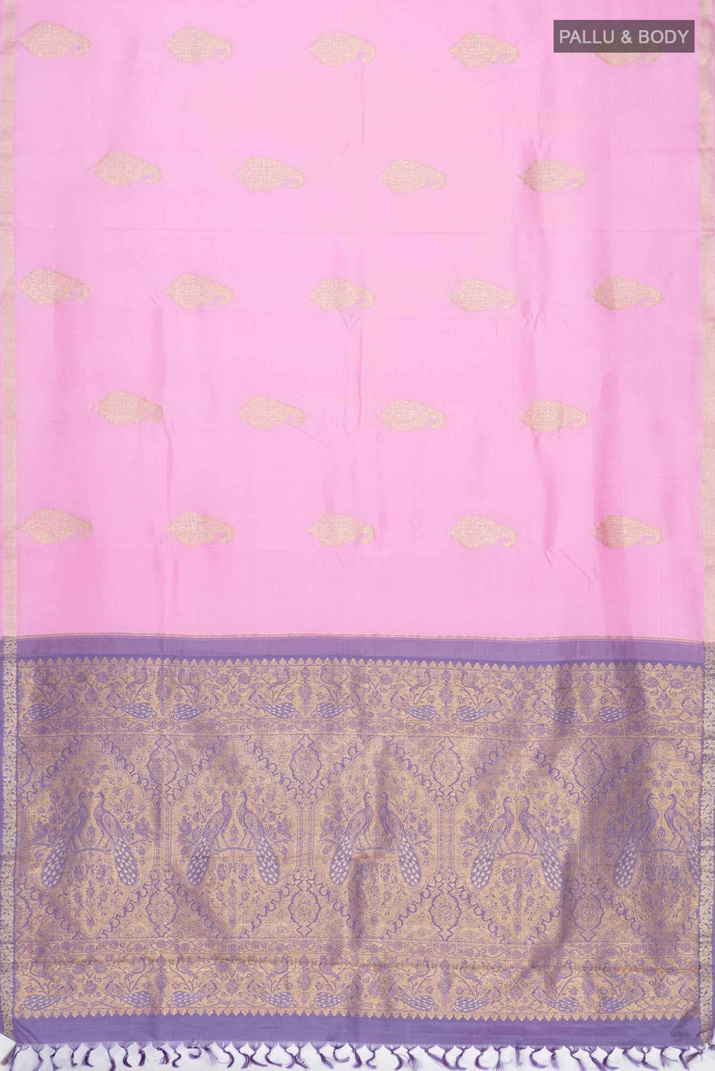 Rose pink Kanchipuram Silk Saree