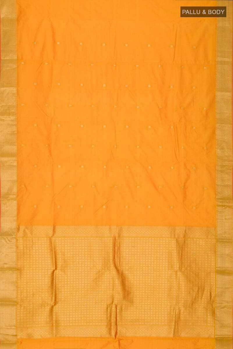Yellow Blended Bangalore Silk Saree