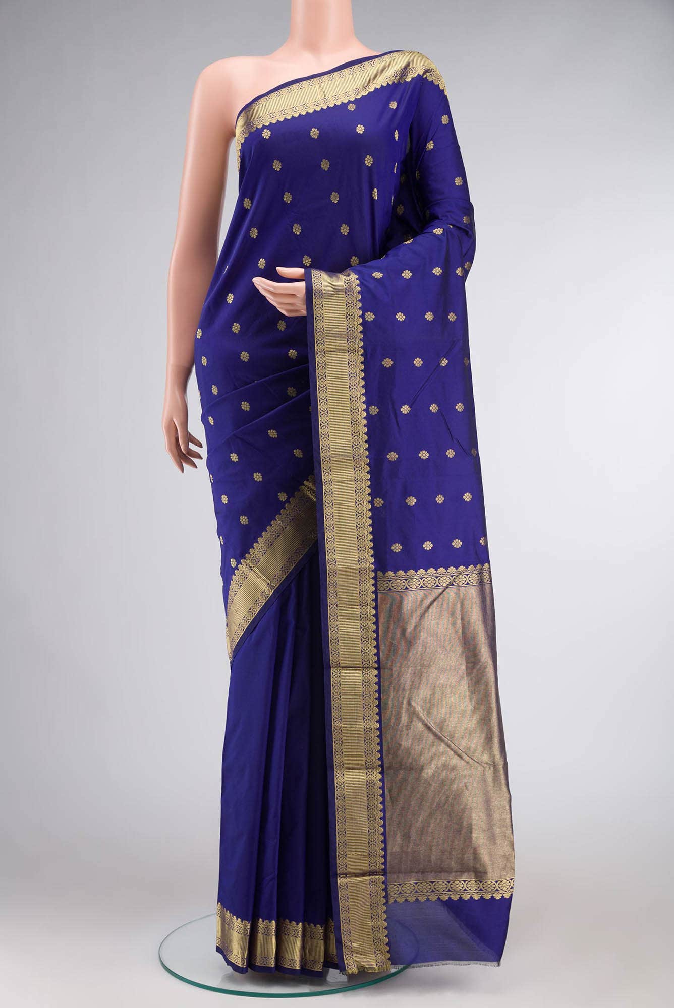 Blue Blended Bangalore Silk Saree
