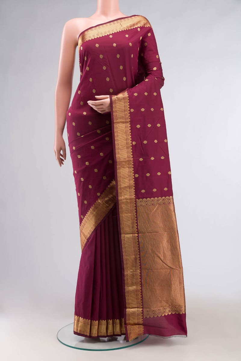 Magenta Blended Bangalore Silk Saree