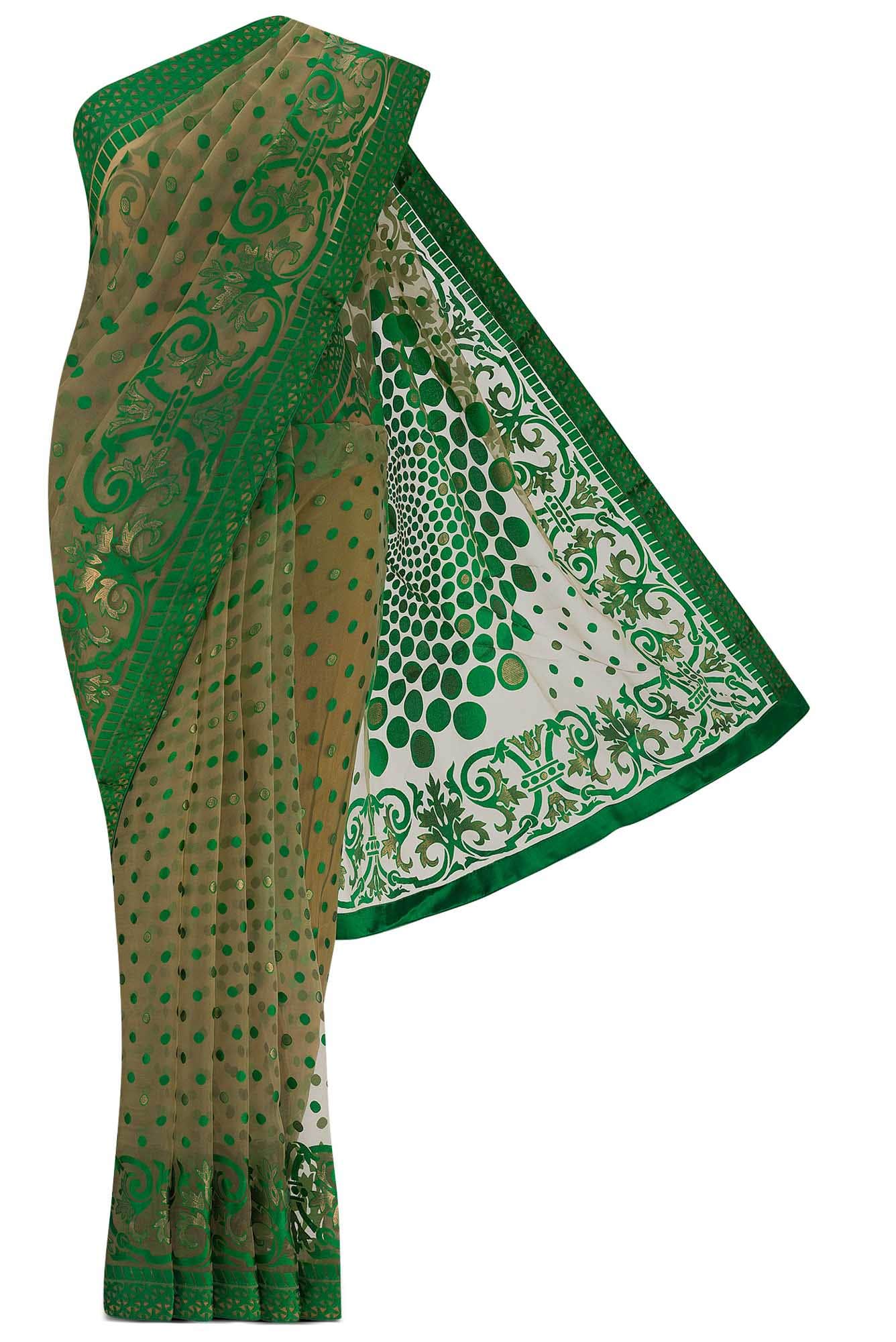Green Blended Organza Silk Saree