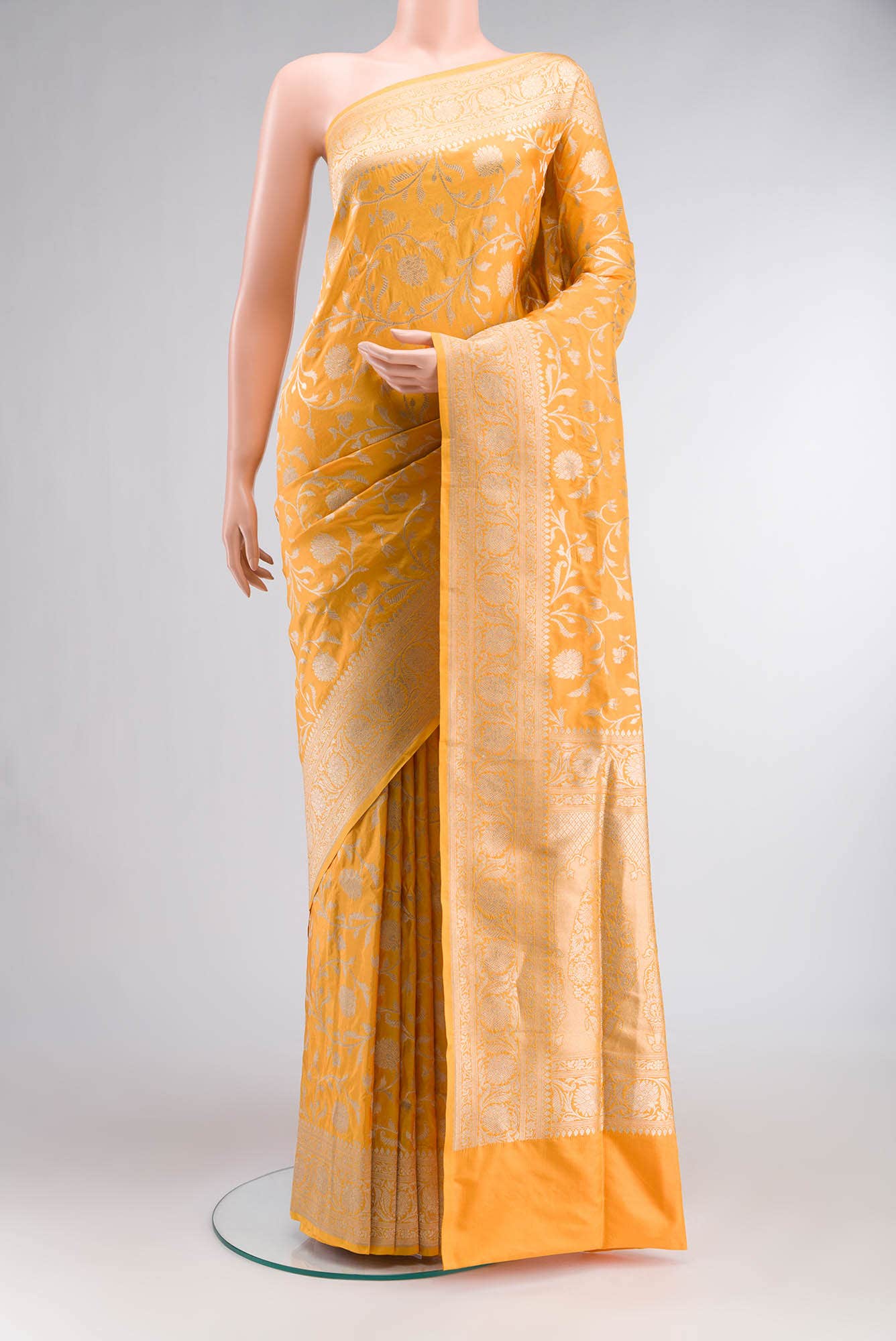 Orange Banarasi Silk Saree
