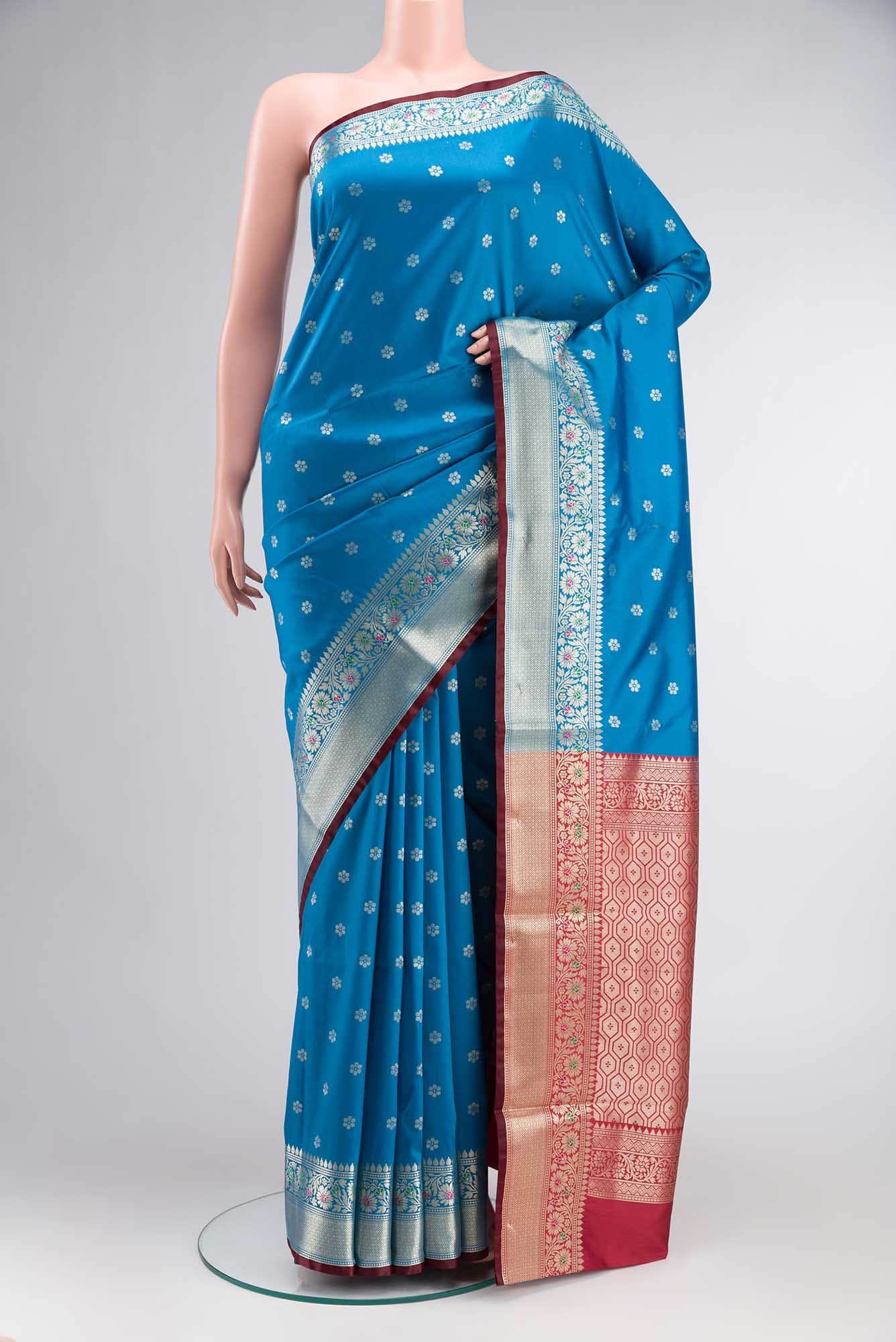 Blue Blended Banarasi Silk Saree