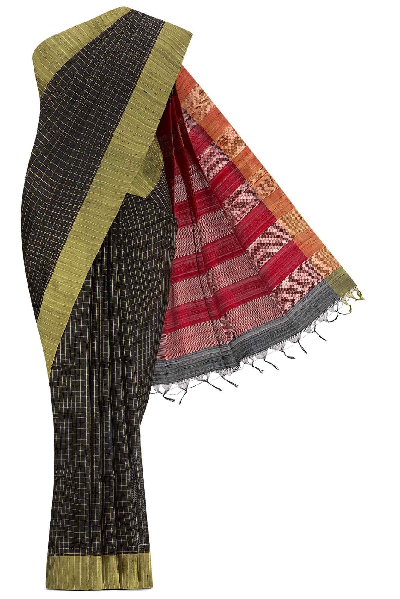 Black Raw Silk Saree