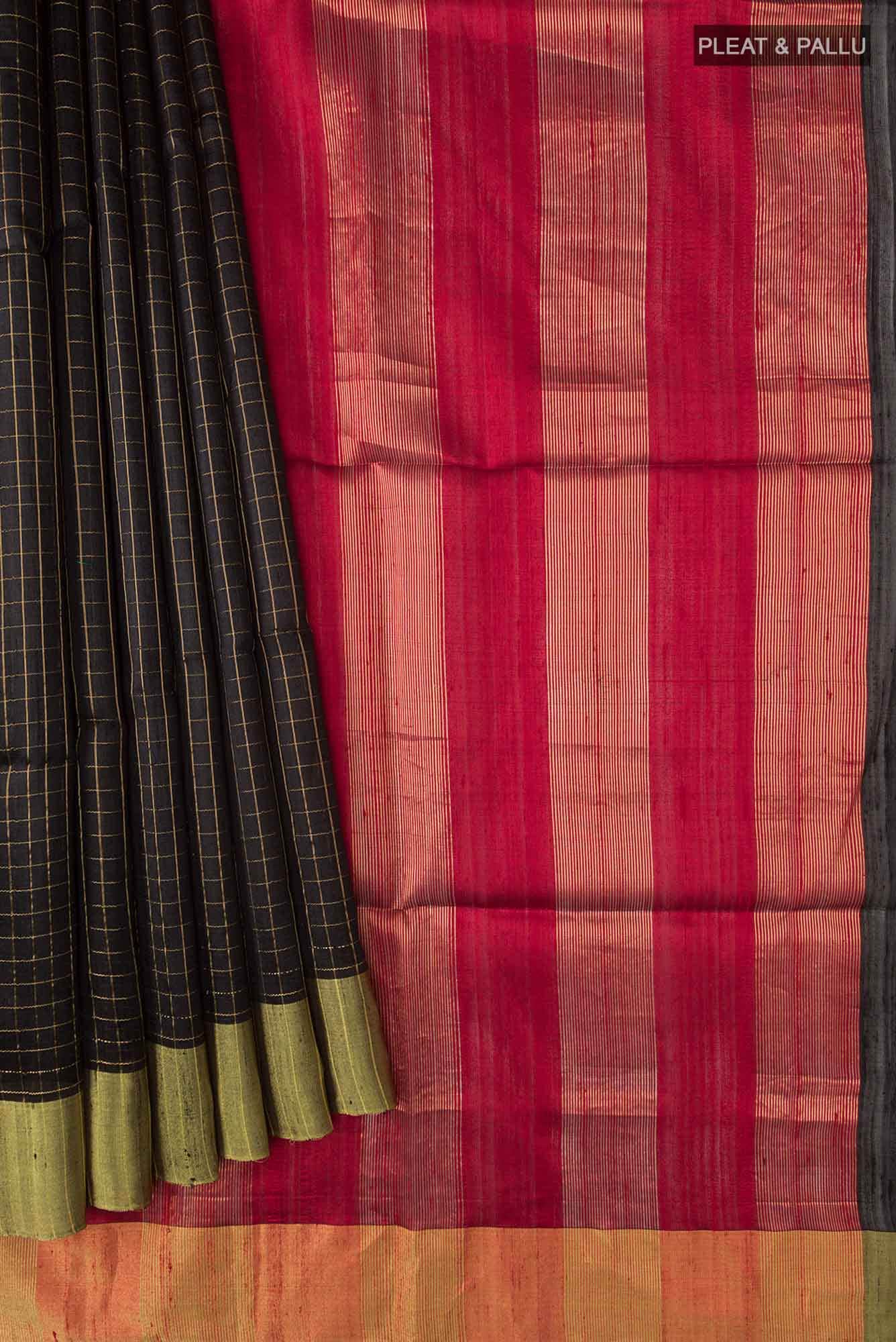 Black Raw Silk Saree