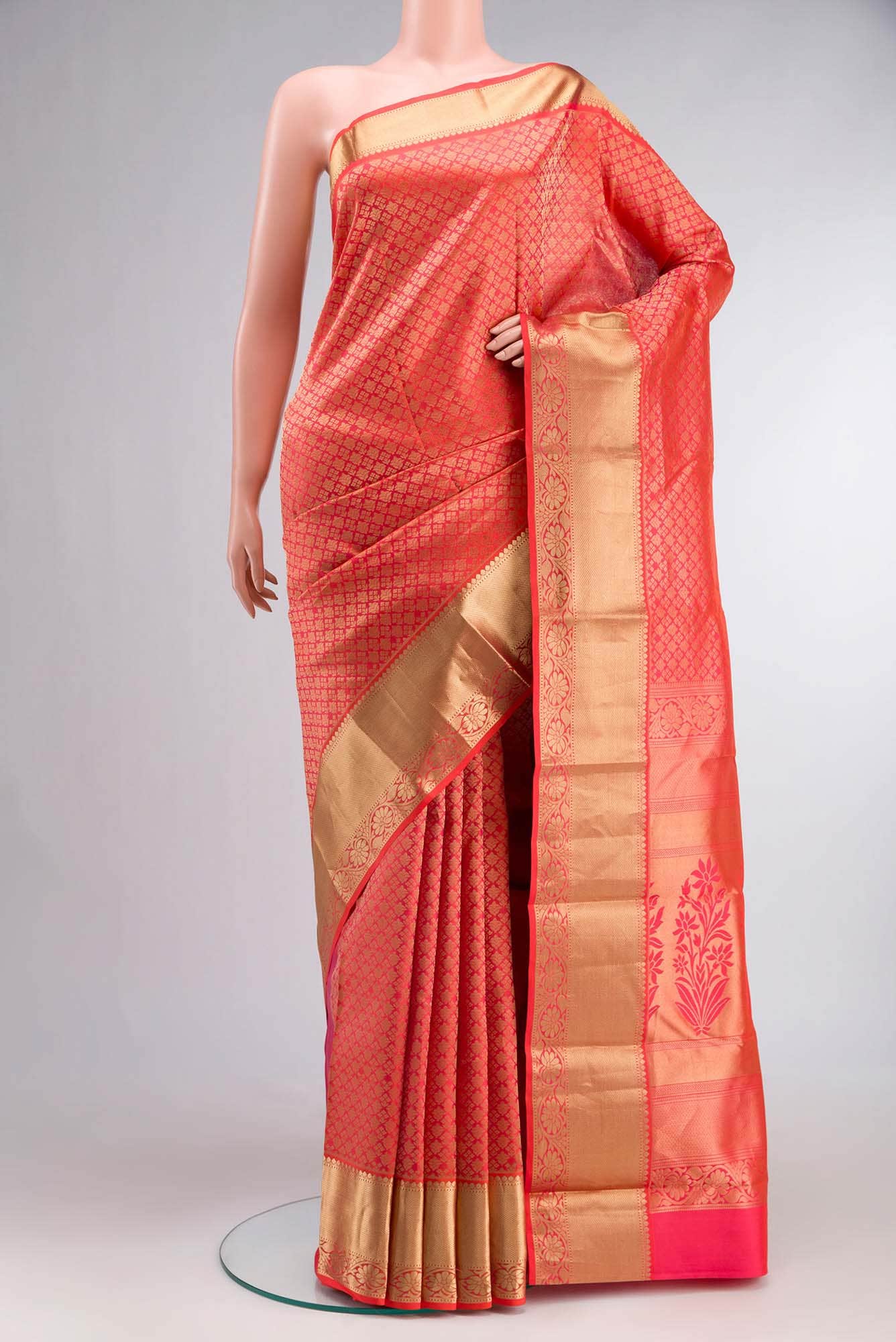 Orange Kanchipuram Silk Saree