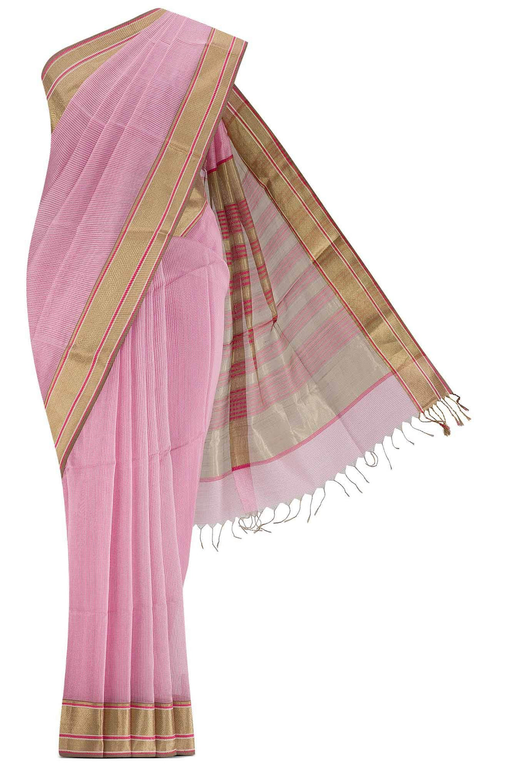 Pink Maheshwari Silk Cotton Saree
