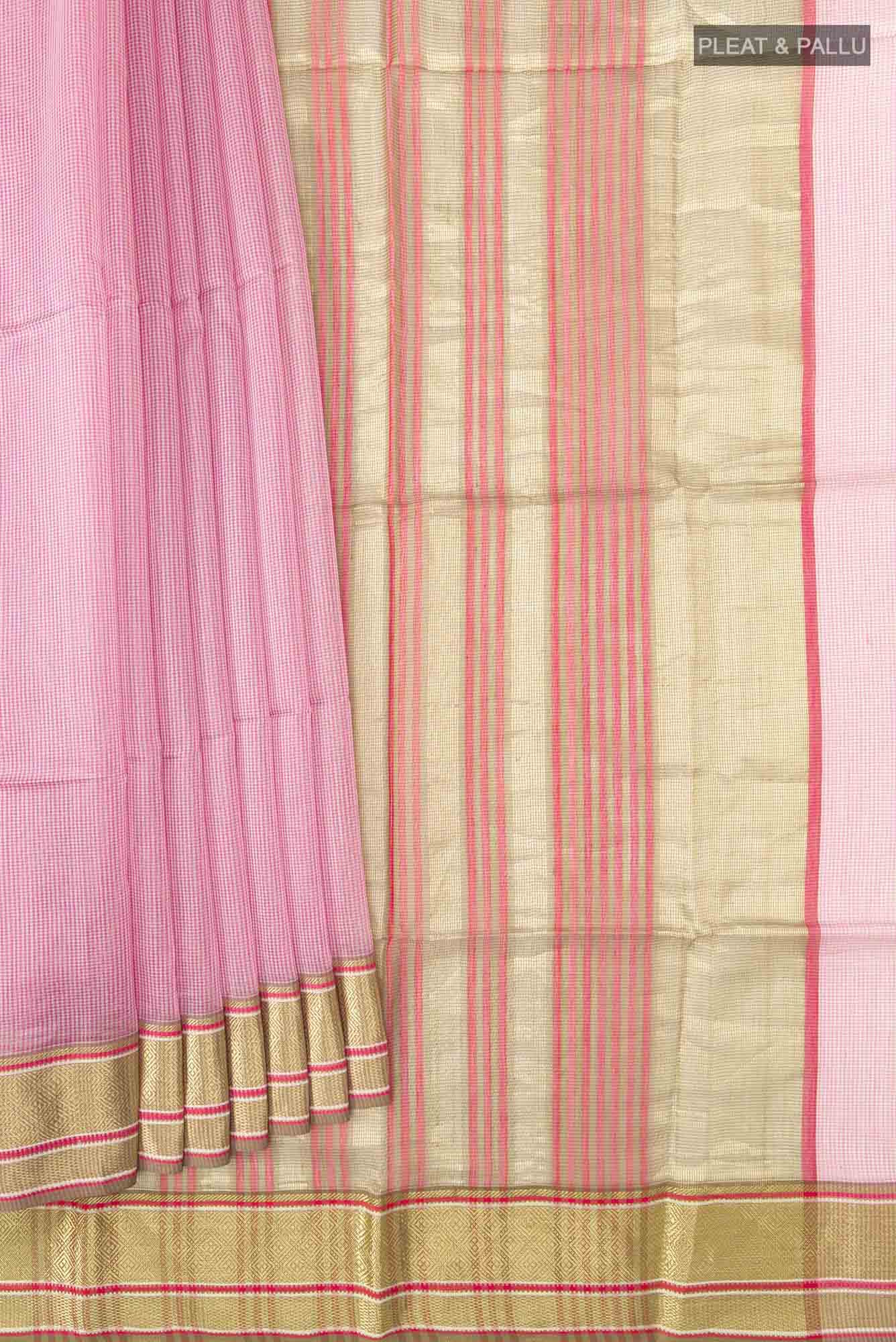 Pink Maheshwari Silk Cotton Saree
