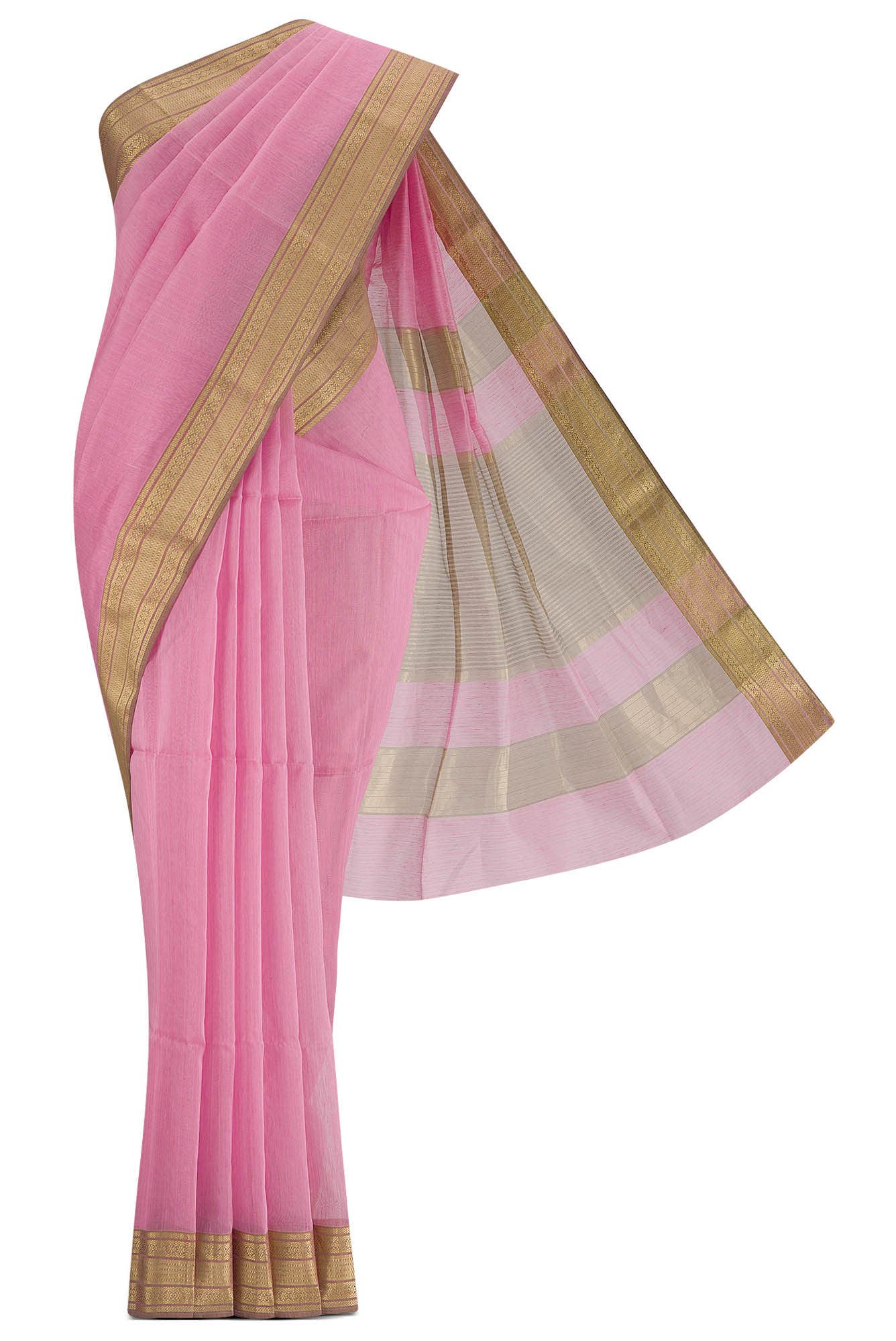 Pink Maheshwari Silk Cotton Saree