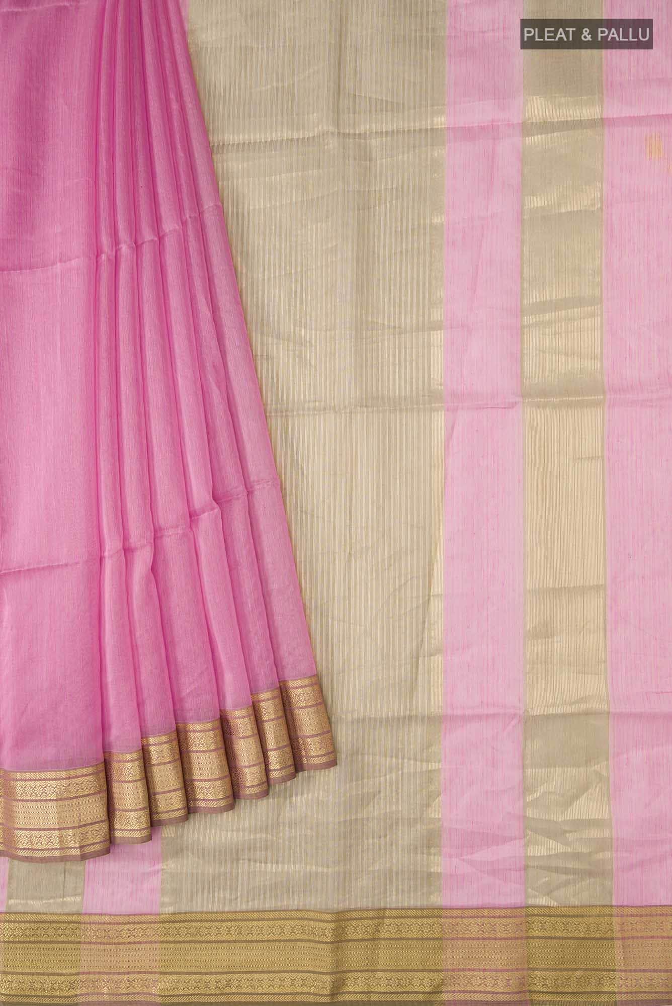 Pink Maheshwari Silk Cotton Saree