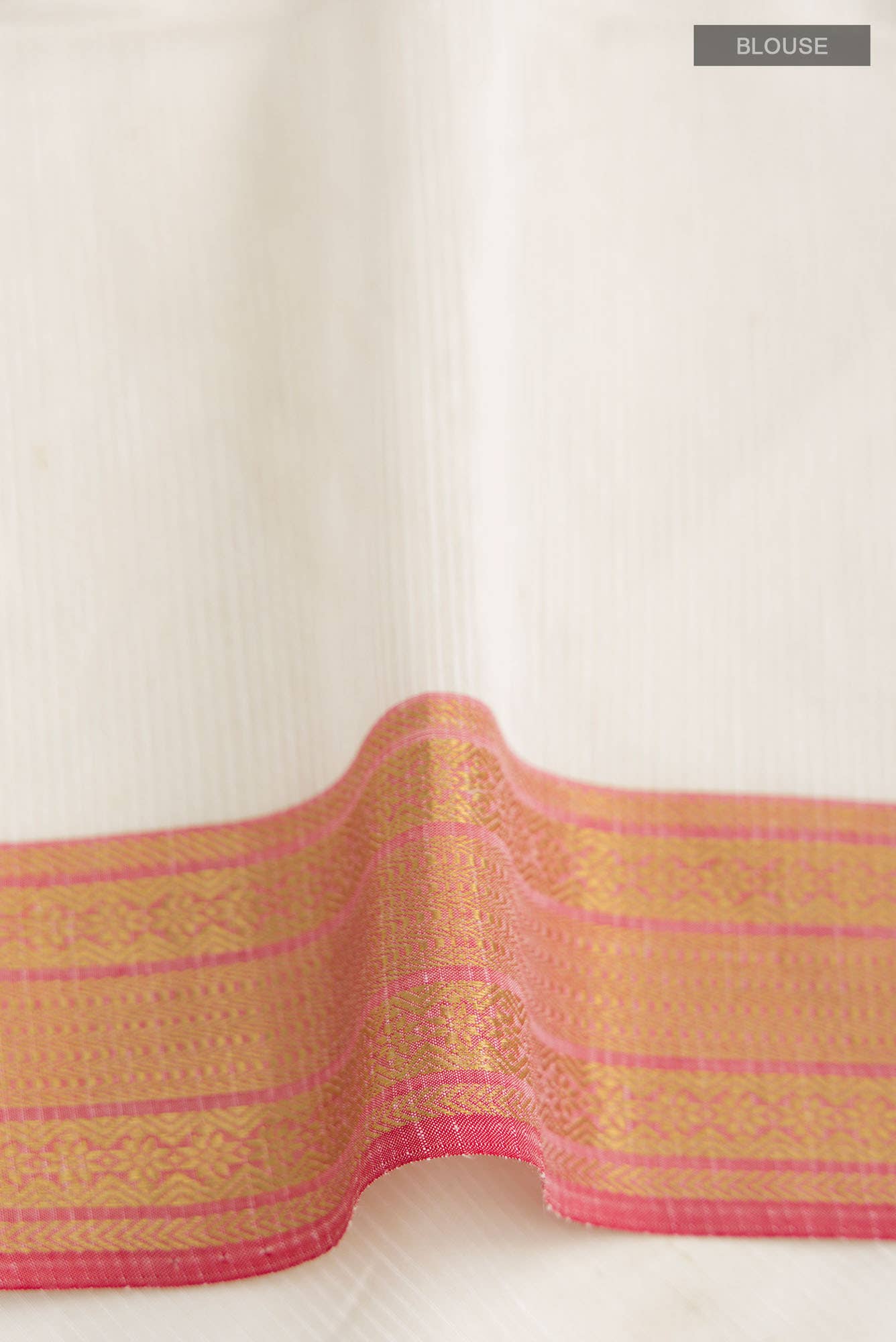 Cream Maheshwari Silk Cotton Saree