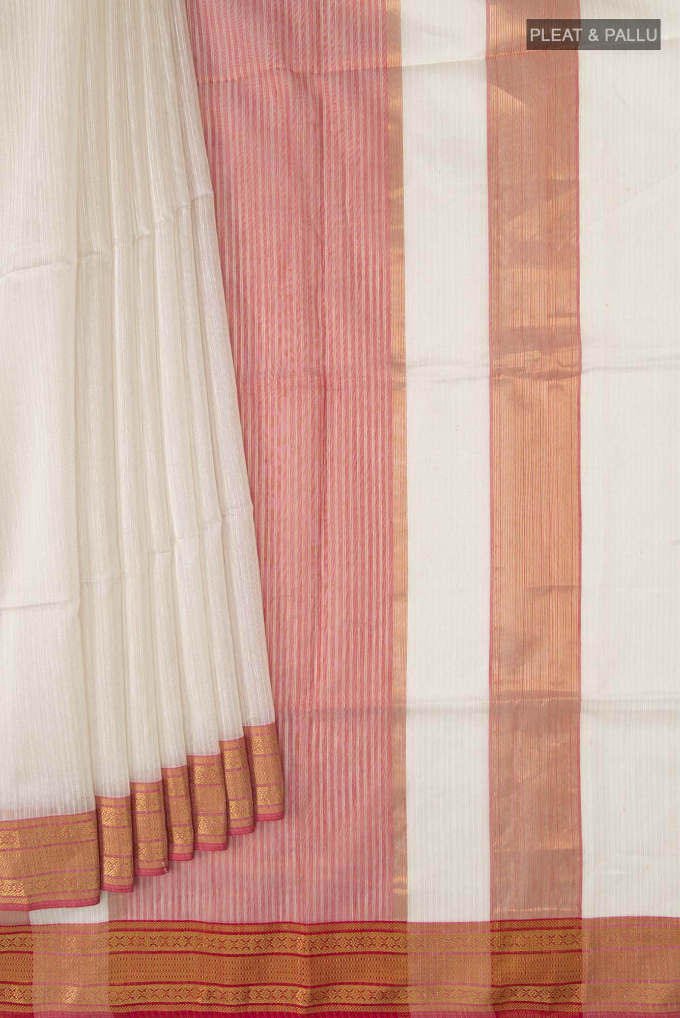 Cream Maheshwari Silk Cotton Saree