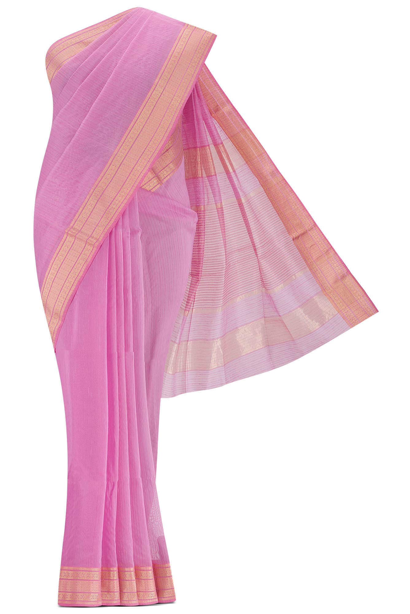 Pink Maheshwari Silk Cotton Saree
