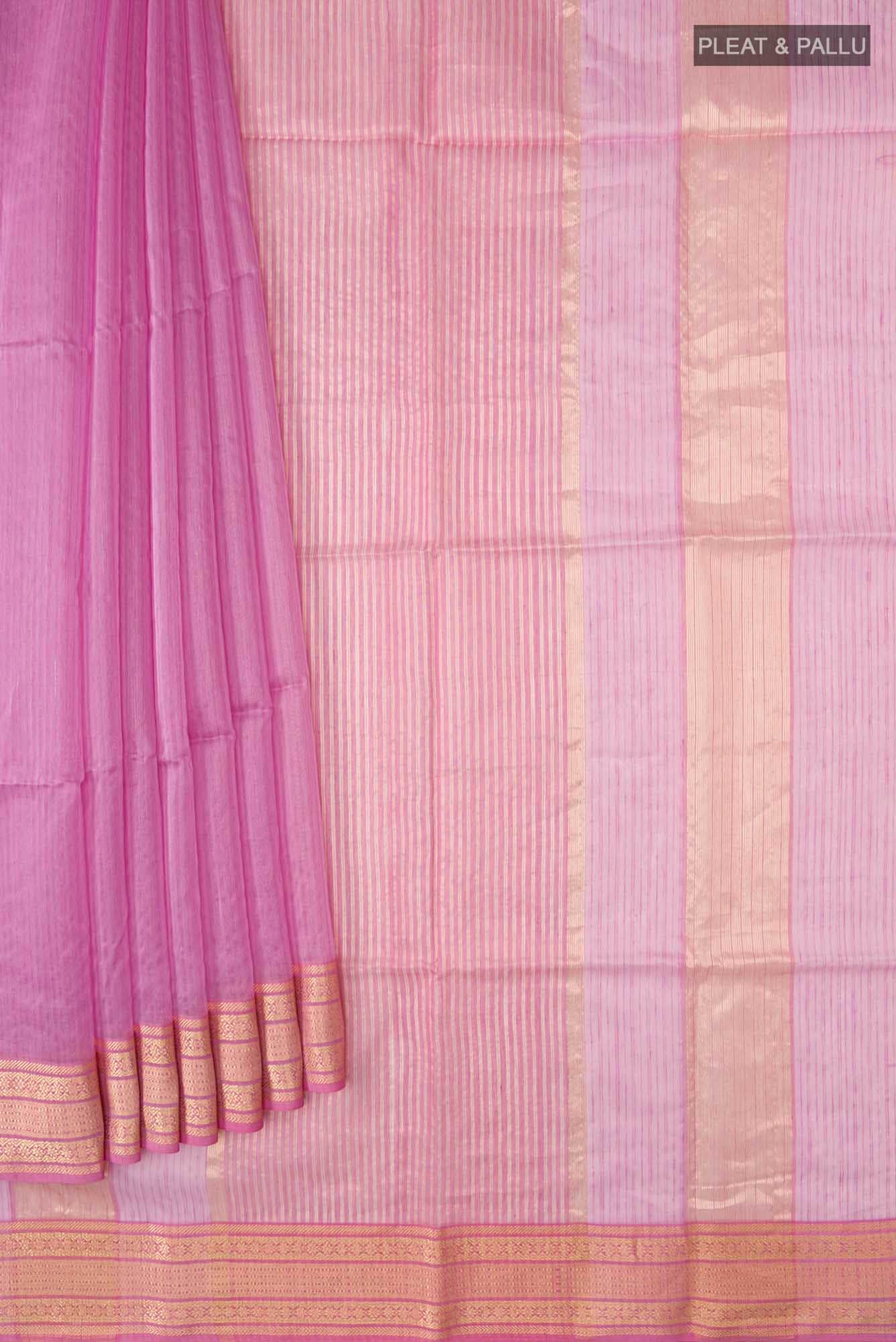 Pink Maheshwari Silk Cotton Saree