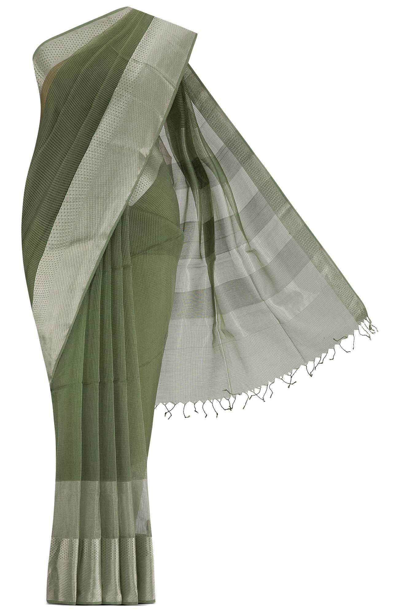 Green Maheshwari Silk Cotton Saree