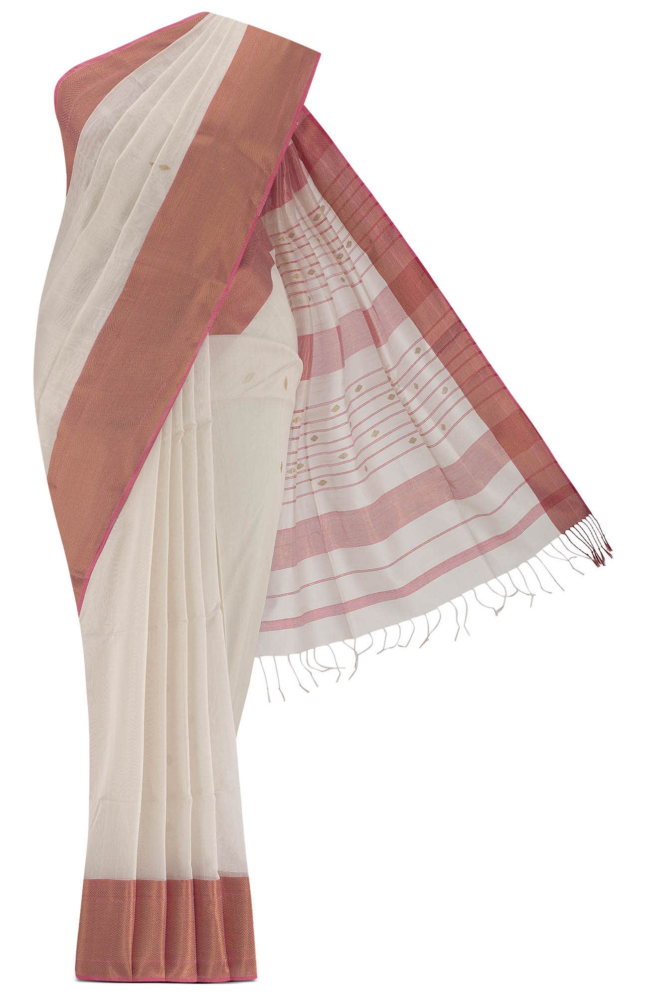 Cream Maheshwari Silk Cotton Saree