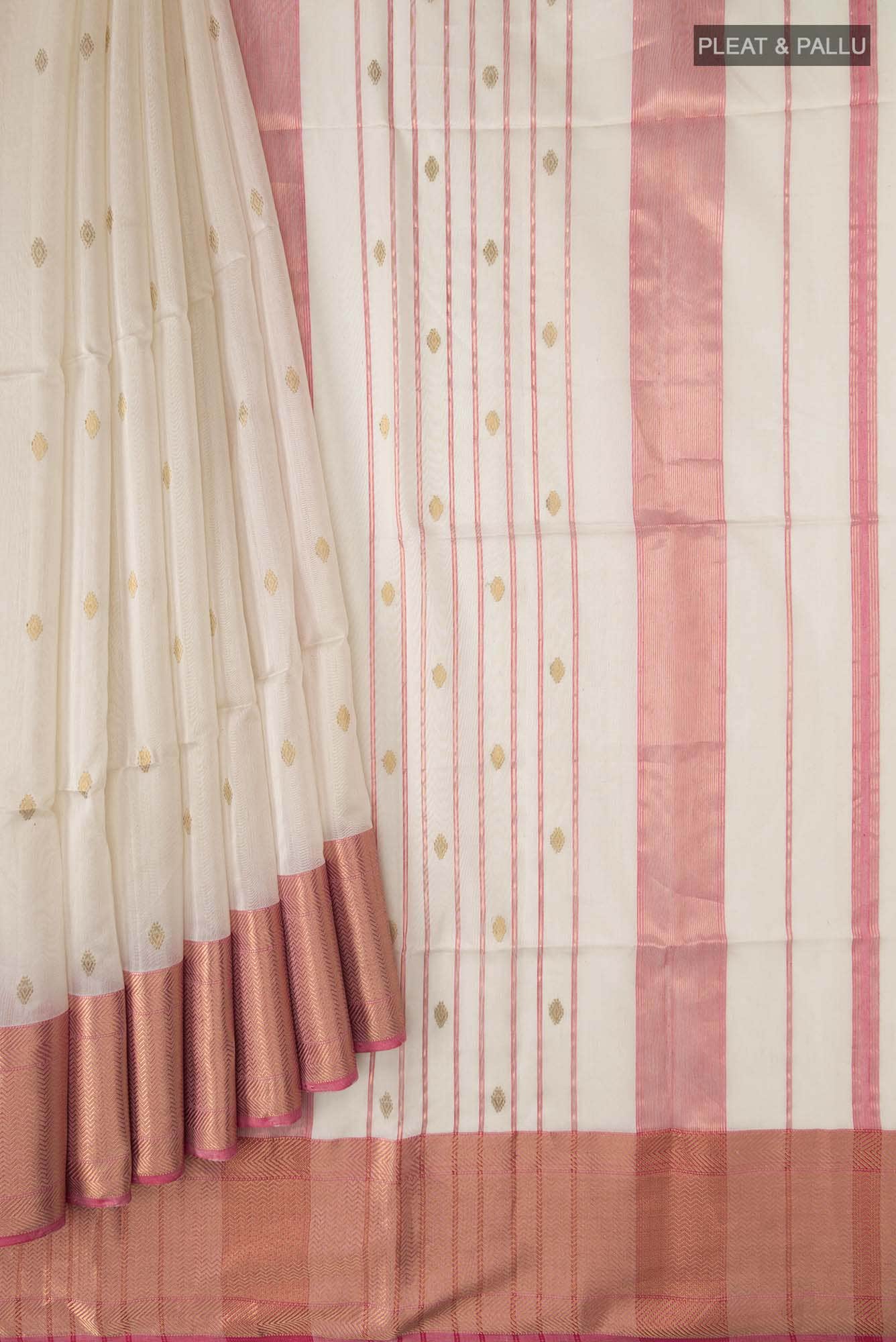 Cream Maheshwari Silk Cotton Saree