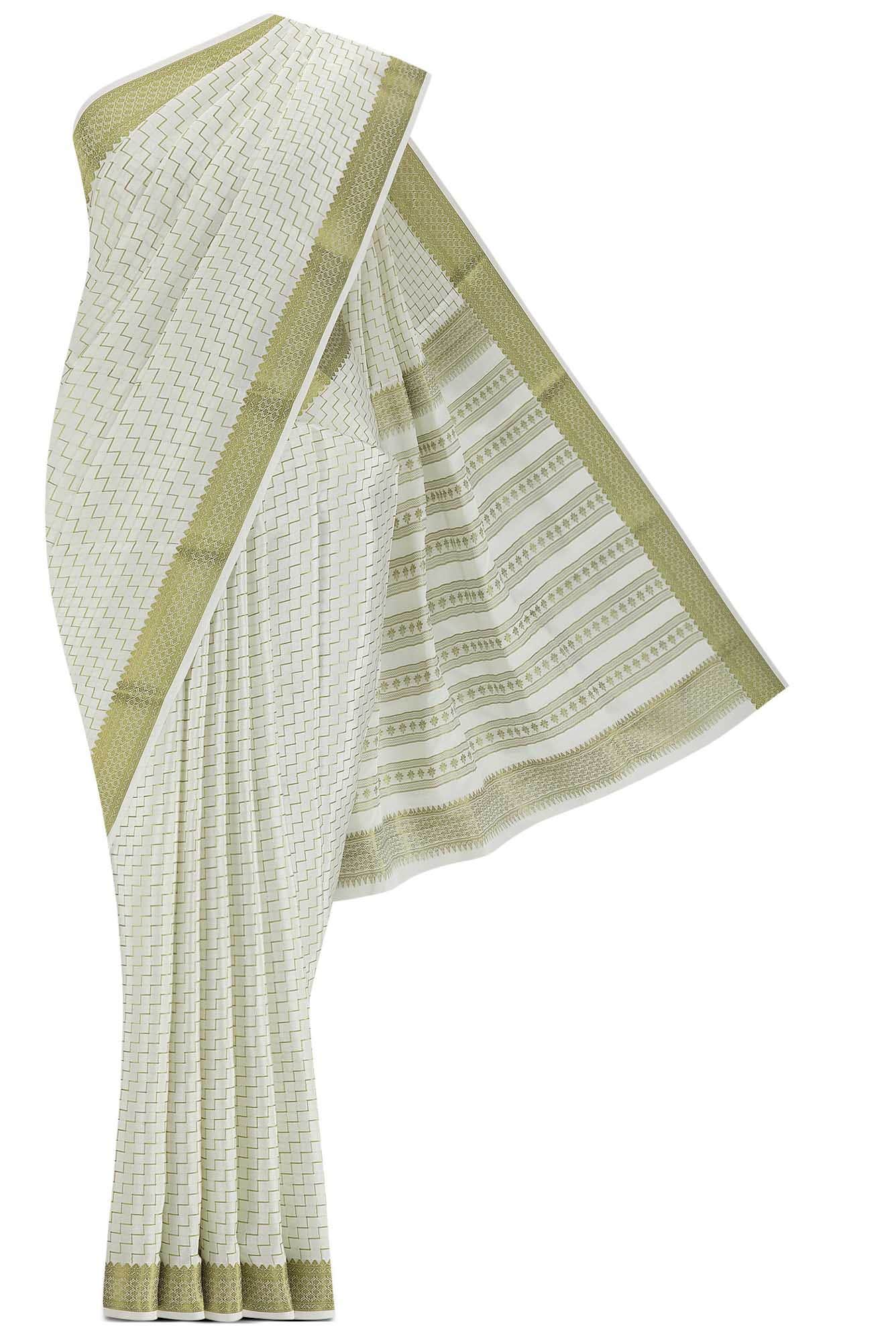 Cream Mysore Crepe Saree