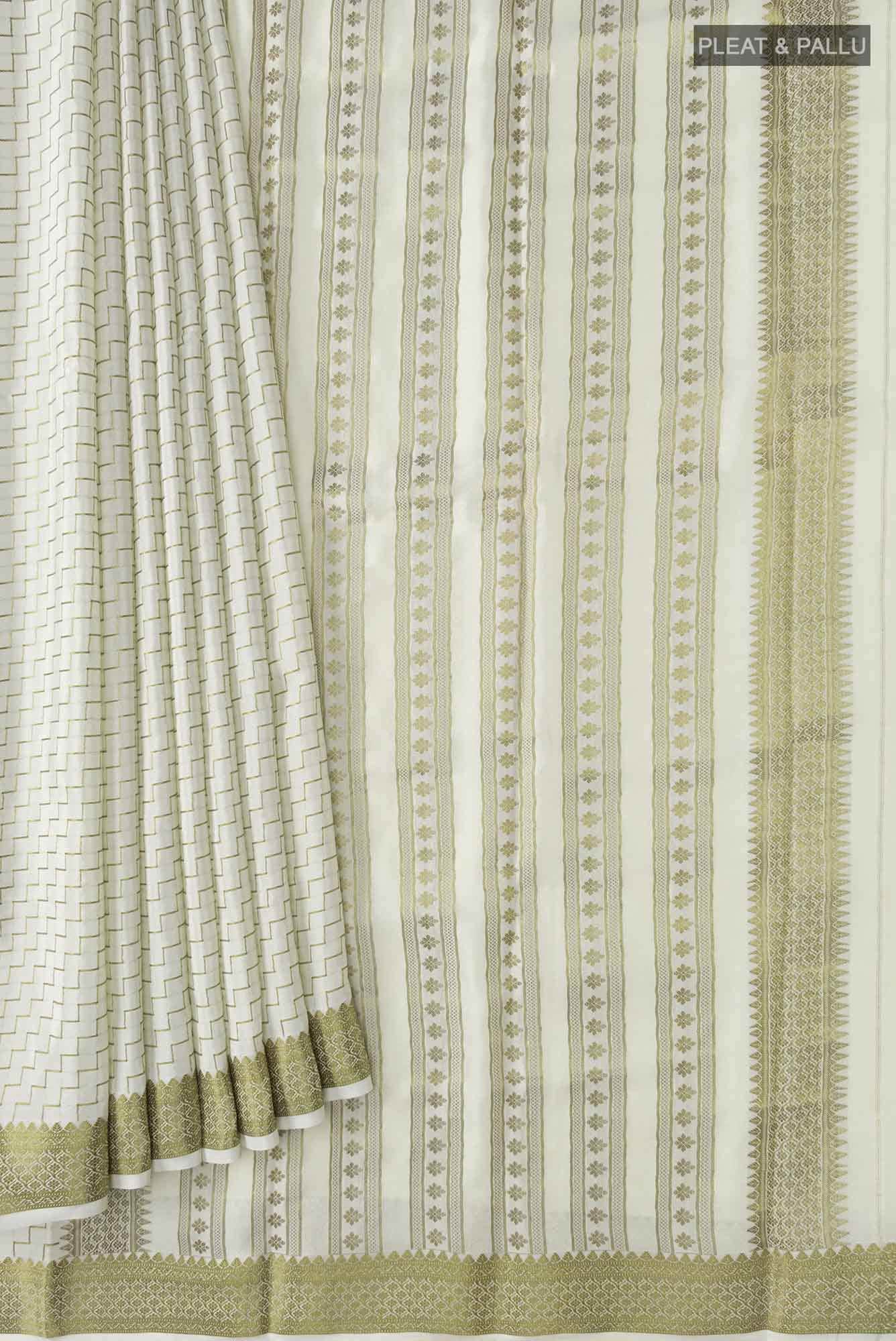 Cream Mysore Crepe Saree