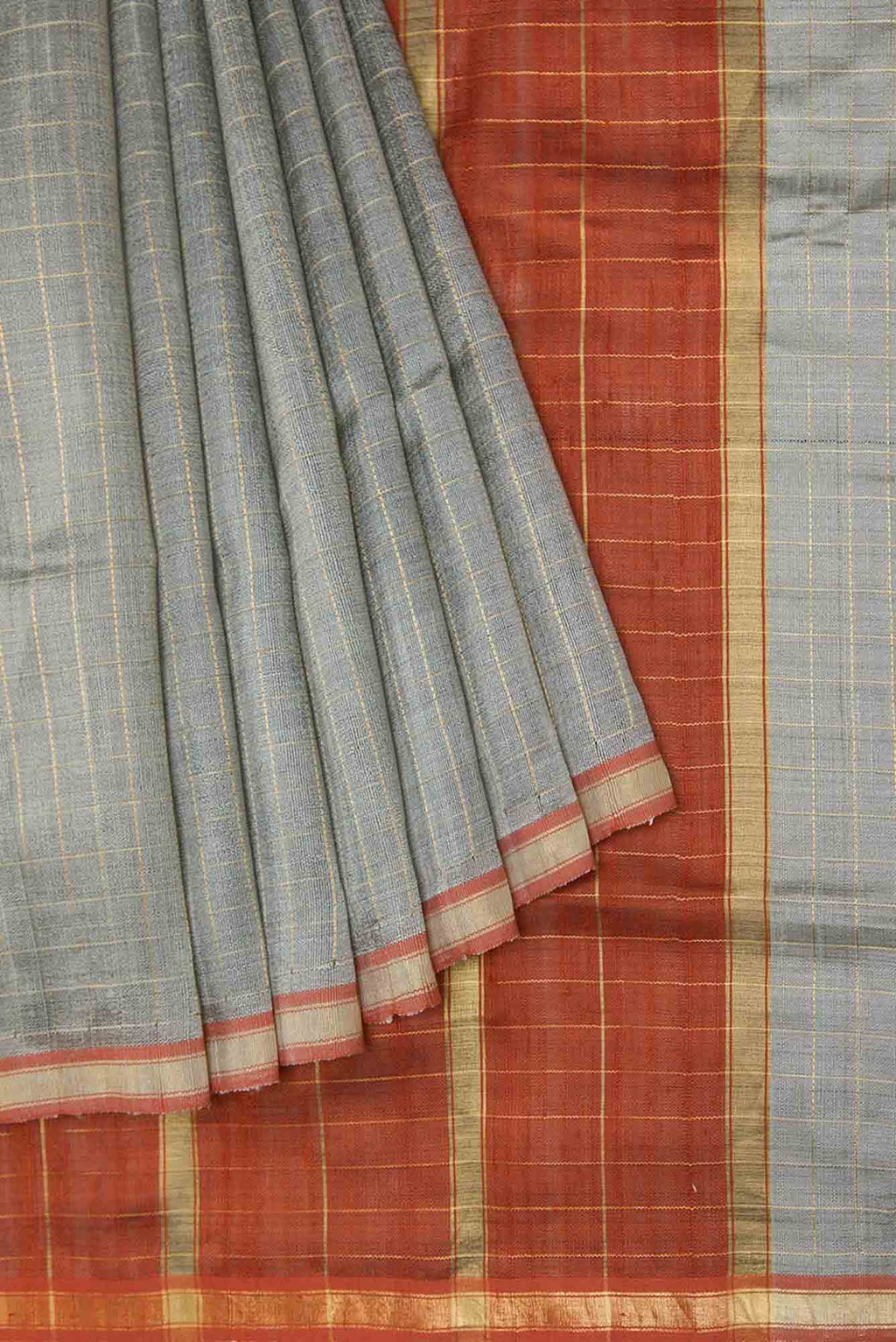 Aahana-Grey Bhagalpuri Tussar Silk Saree