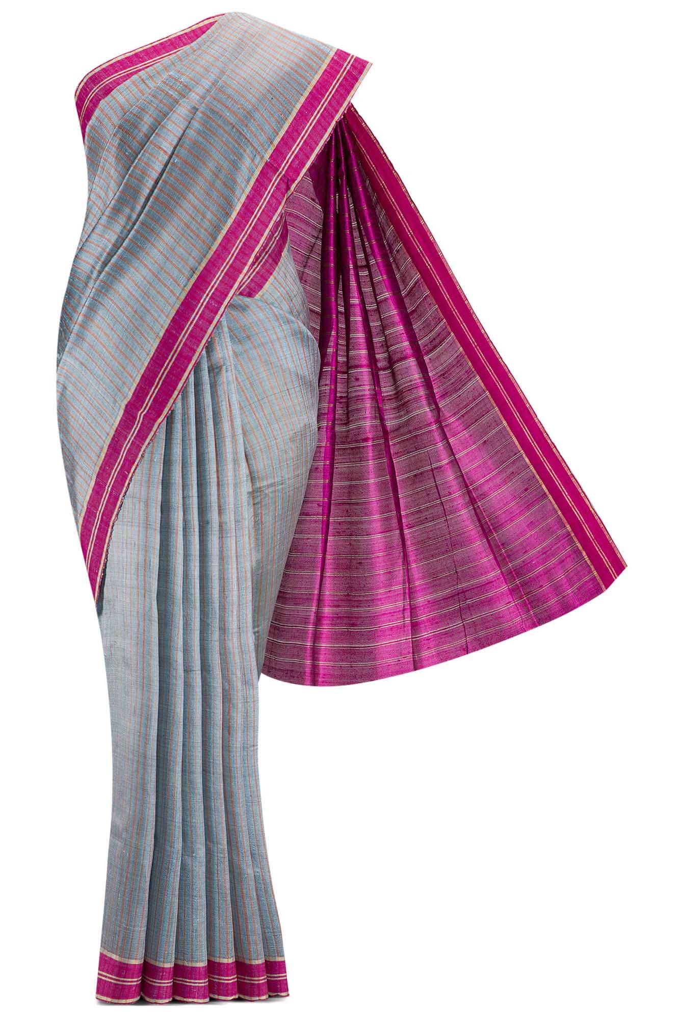 Avni-Grey Bhagalpuri Tussar Silk Saree