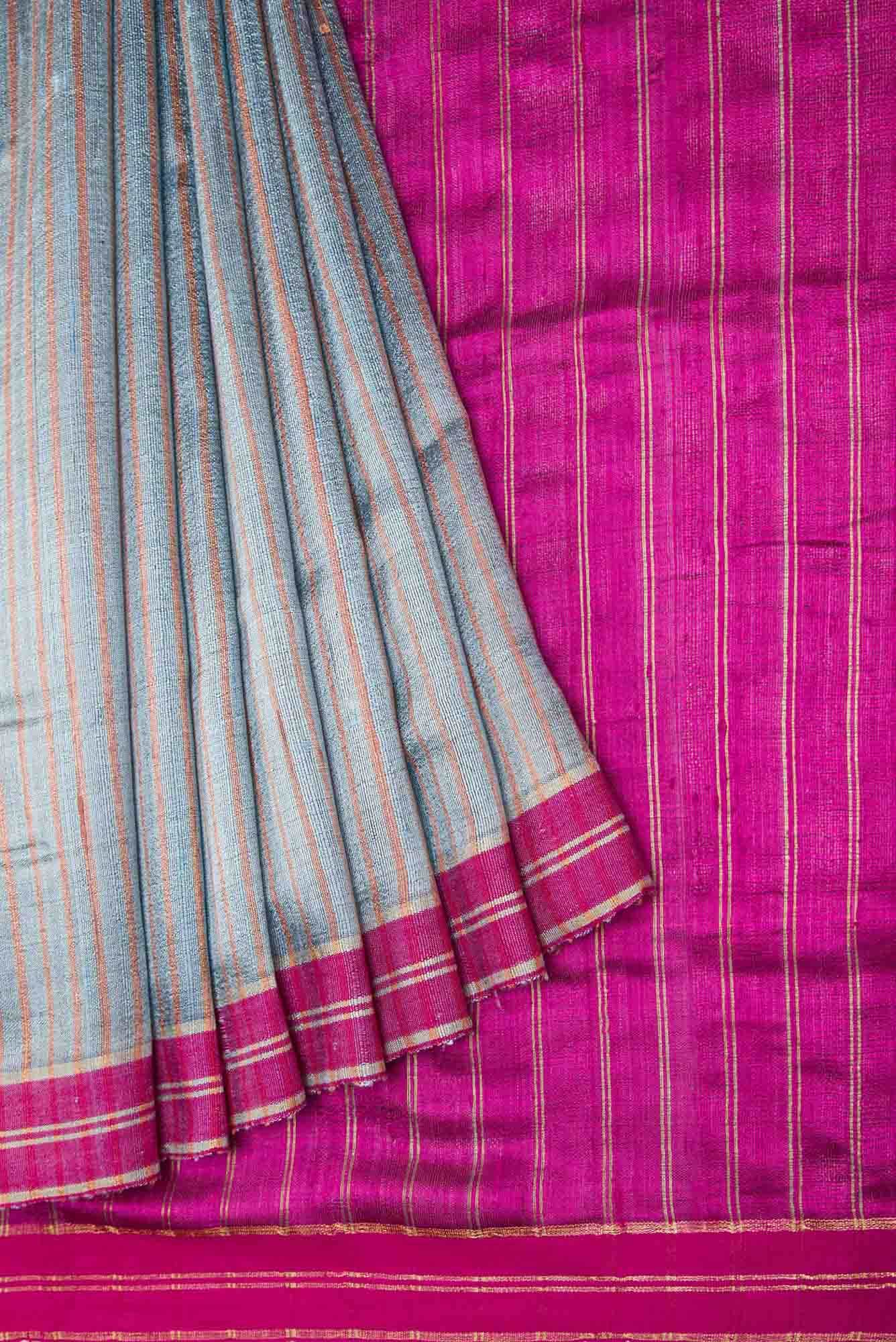 Avni-Grey Bhagalpuri Tussar Silk Saree