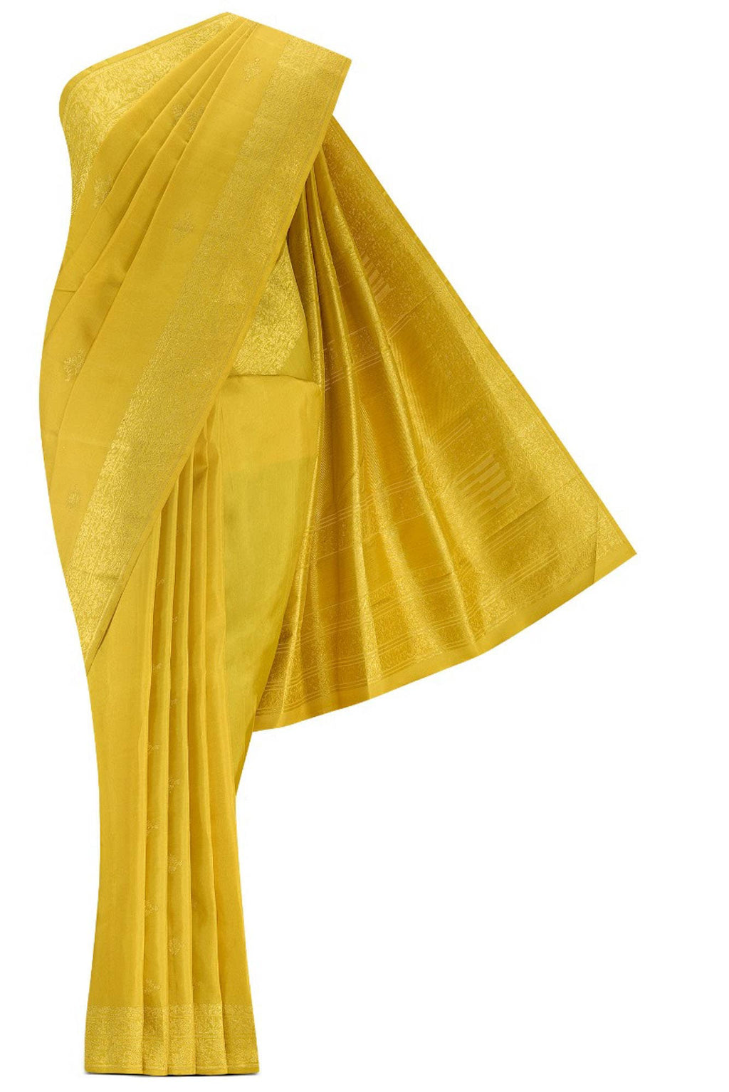 Pushpanjali-Mustard Yellow Kanchipuram Silk Saree