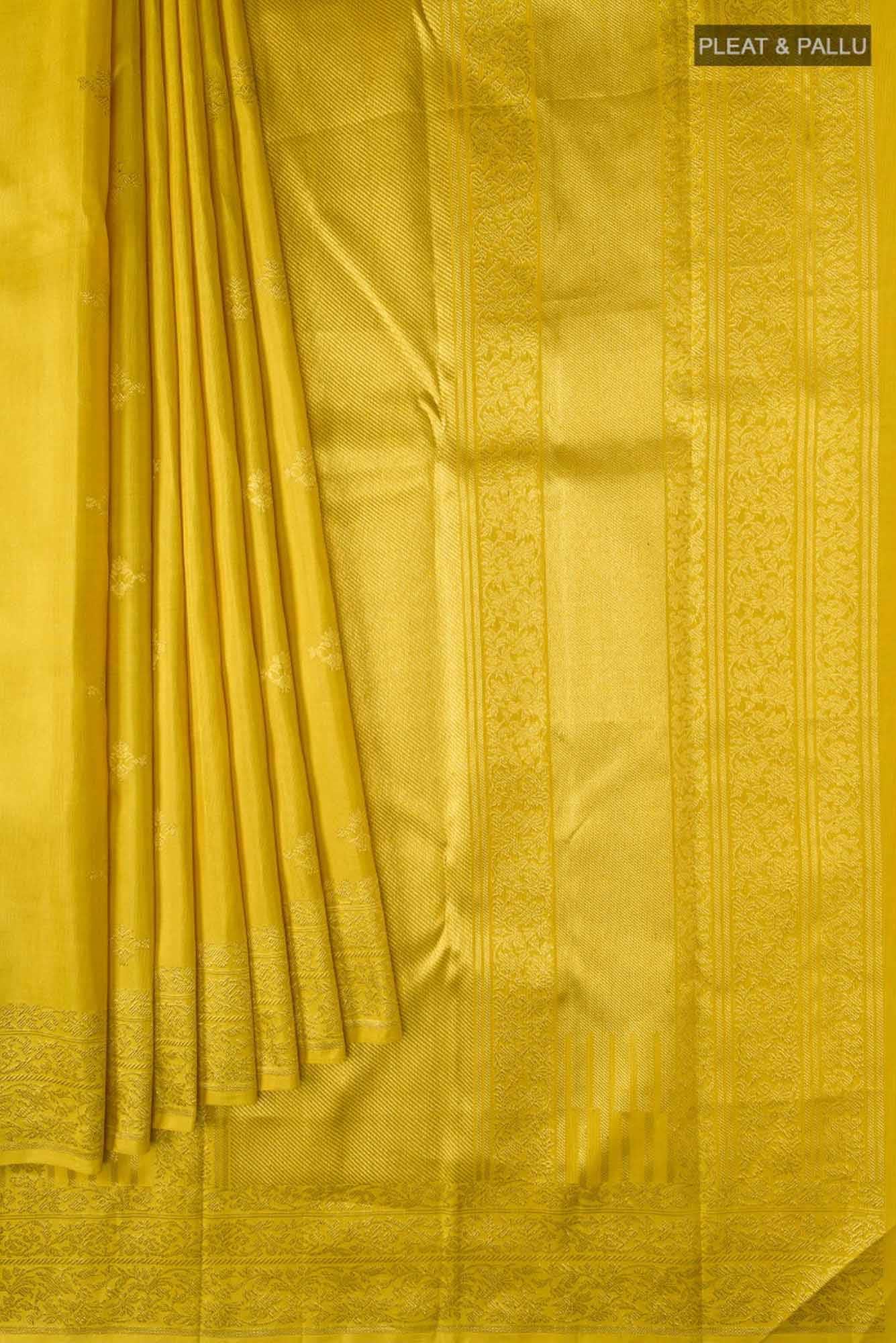 Pushpanjali-Mustard Yellow Kanchipuram Silk Saree