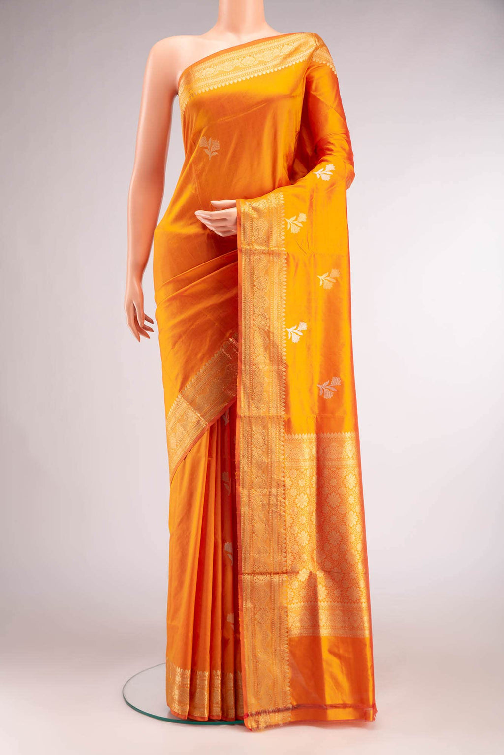 Orange Banarasi Katan Silk Saree