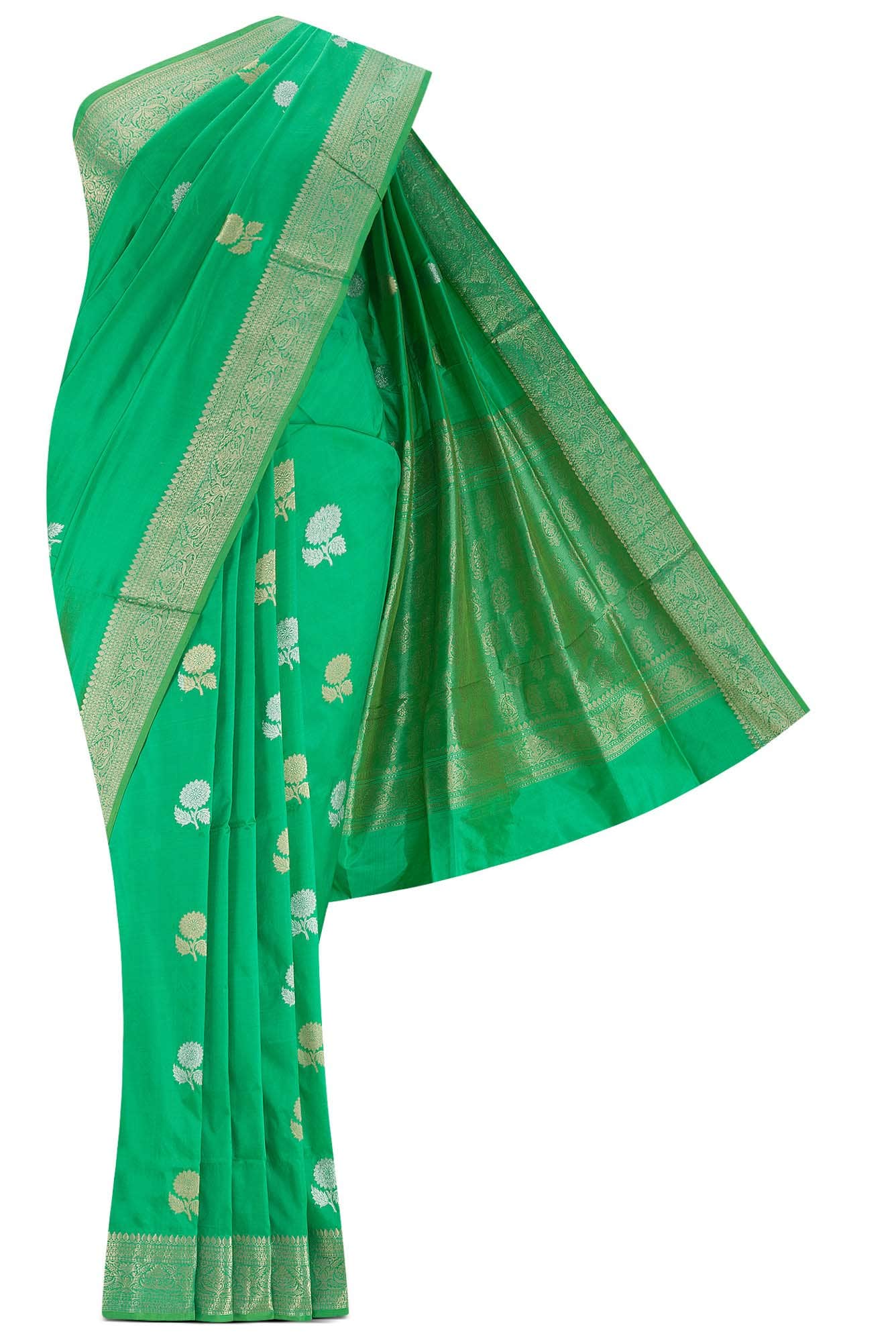 Green Banarasi Katan Silk Saree