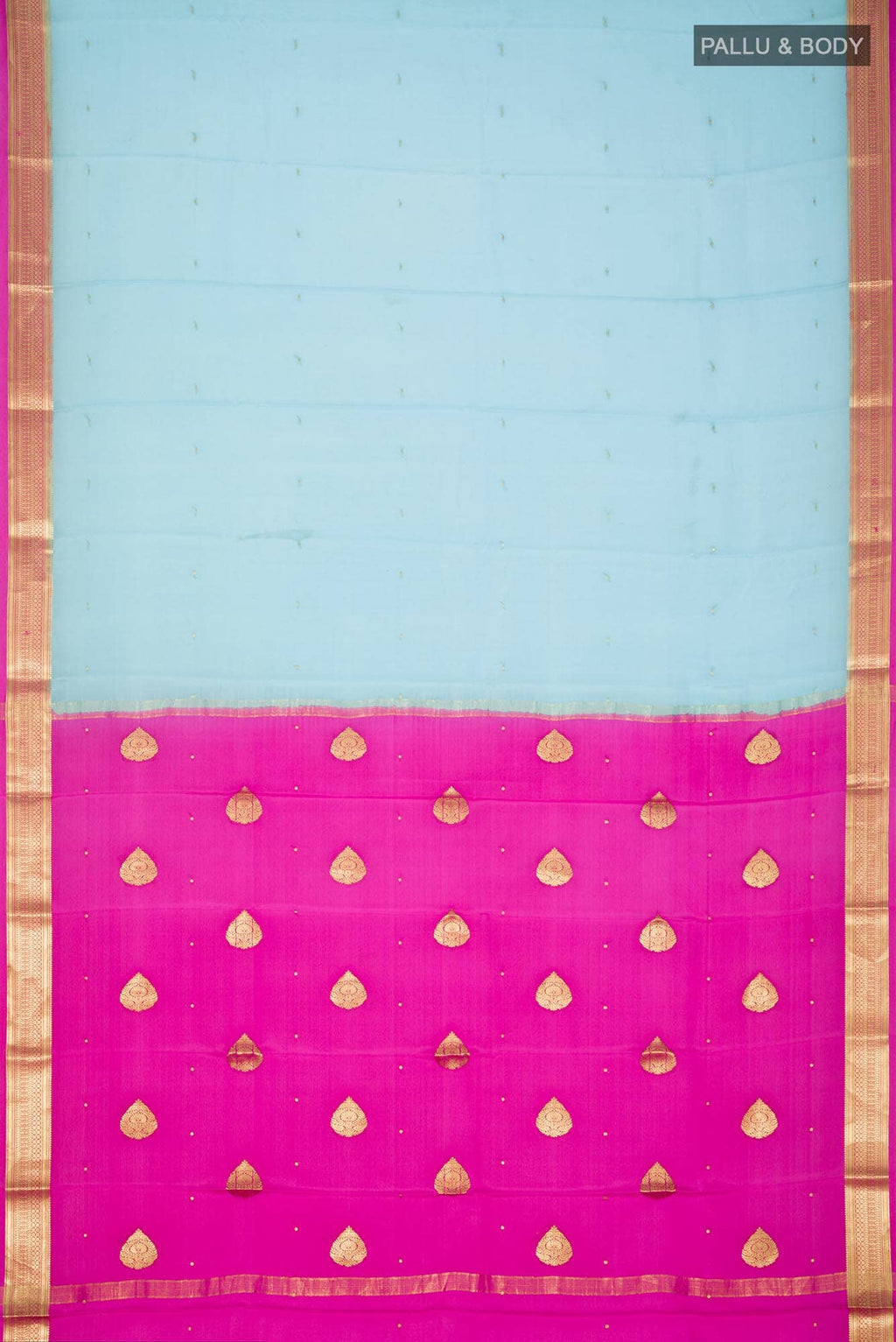 Blue Mysore Crepe Saree