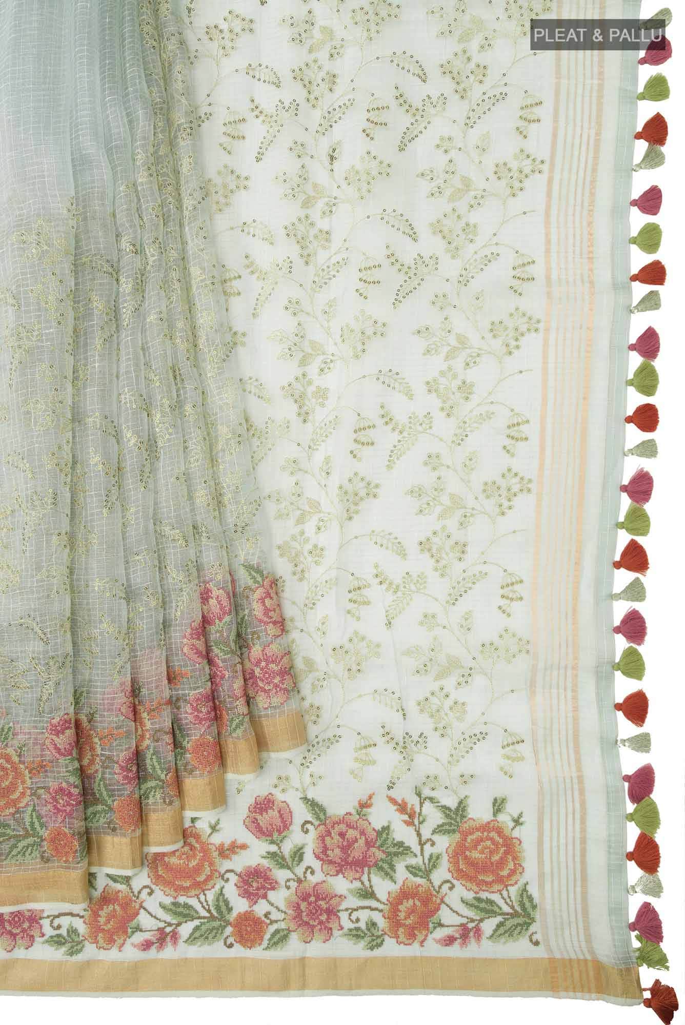Grey Pure Organza Silk Saree