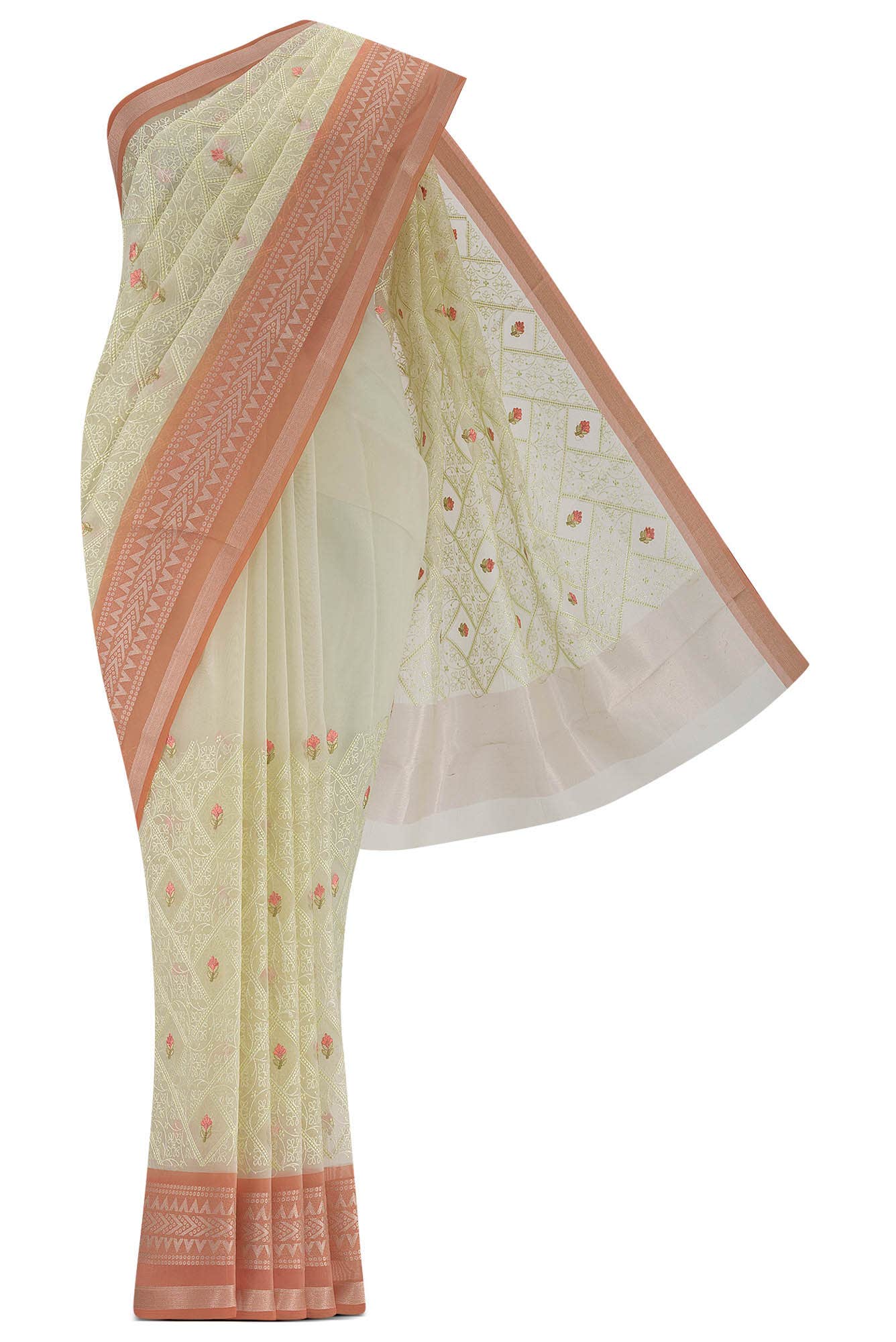 Cream Kora Cotton Saree