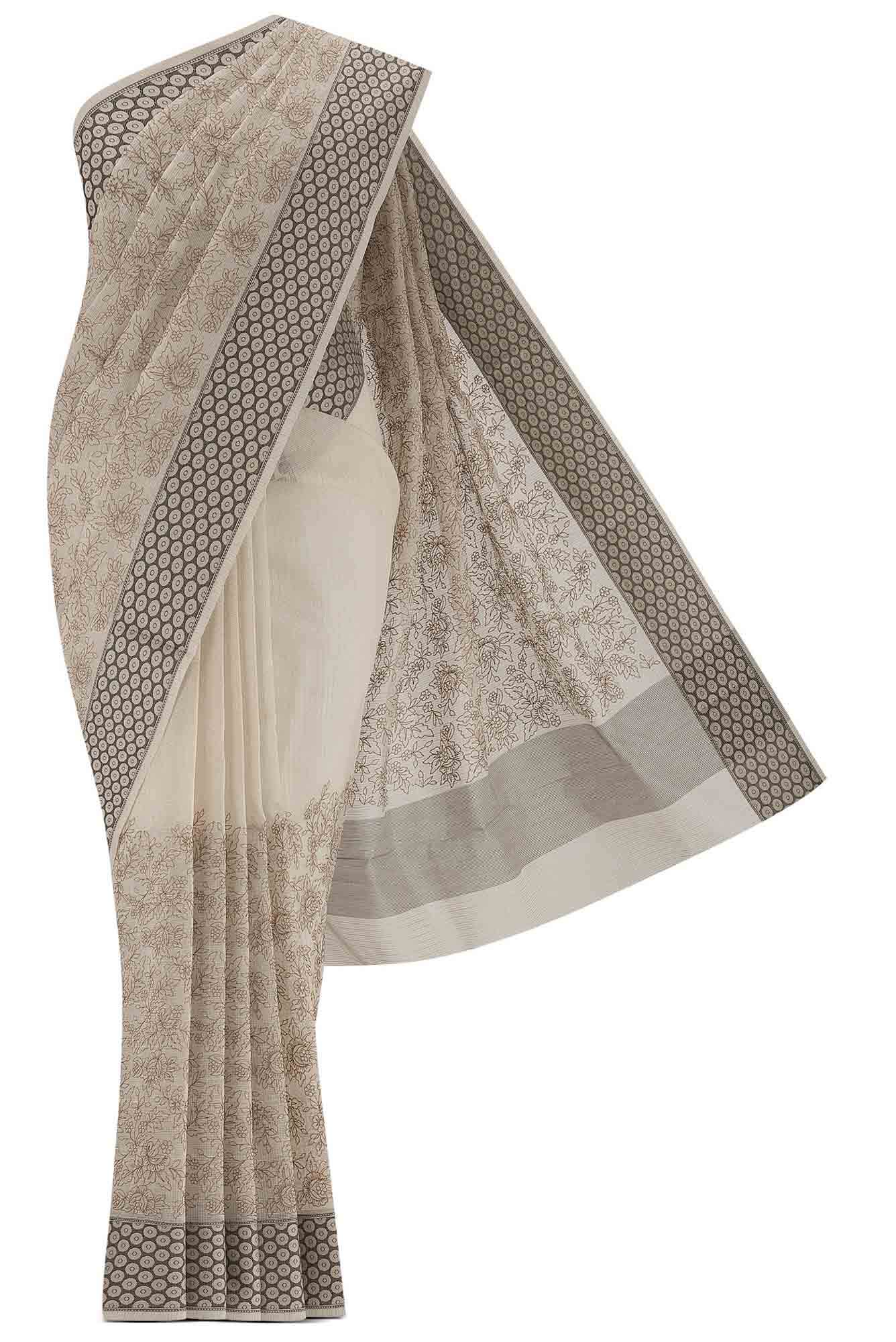 Beige Kota Cotton Saree