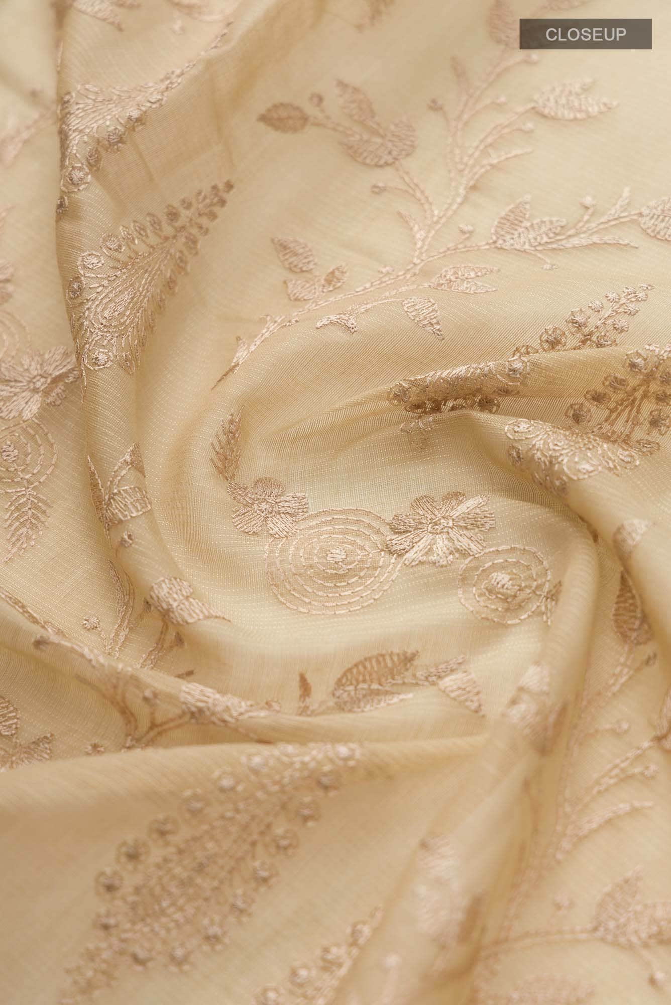 Beige Silk Cotton Saree