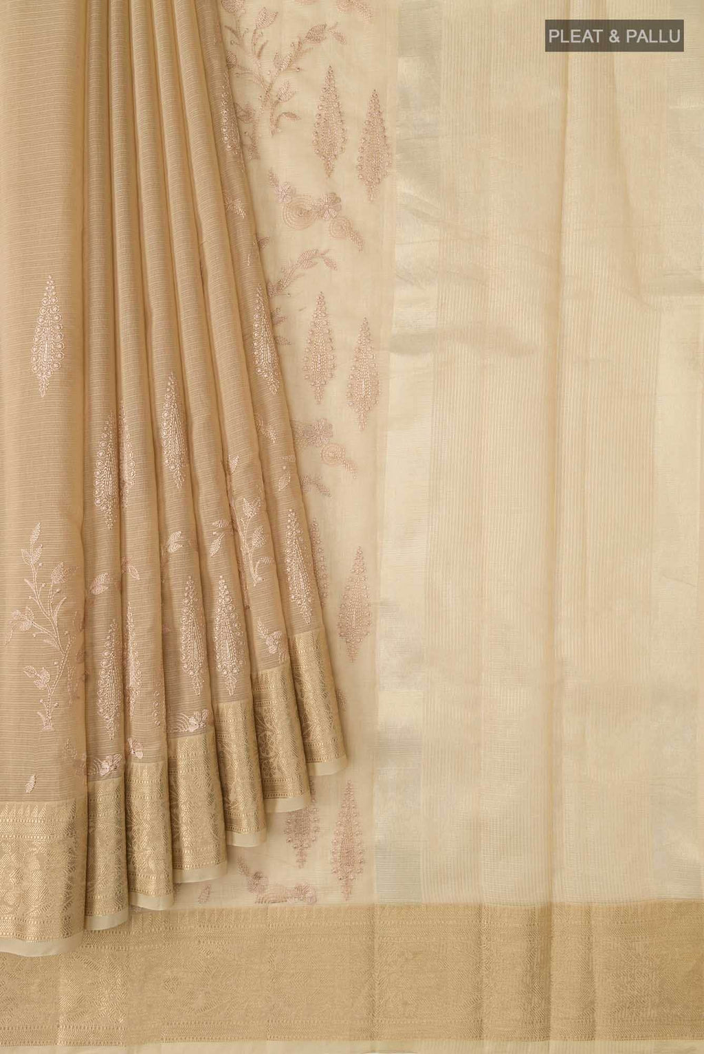 Beige Silk Cotton Saree