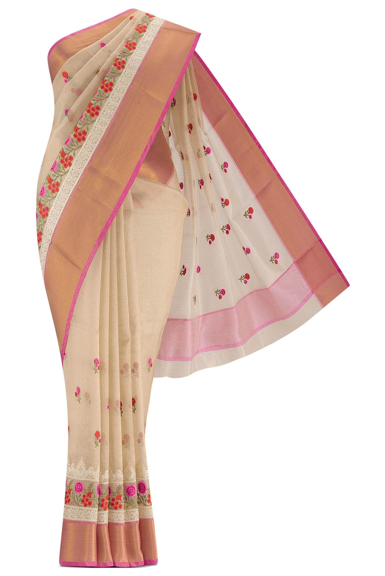 Gold Kora Cotton Saree