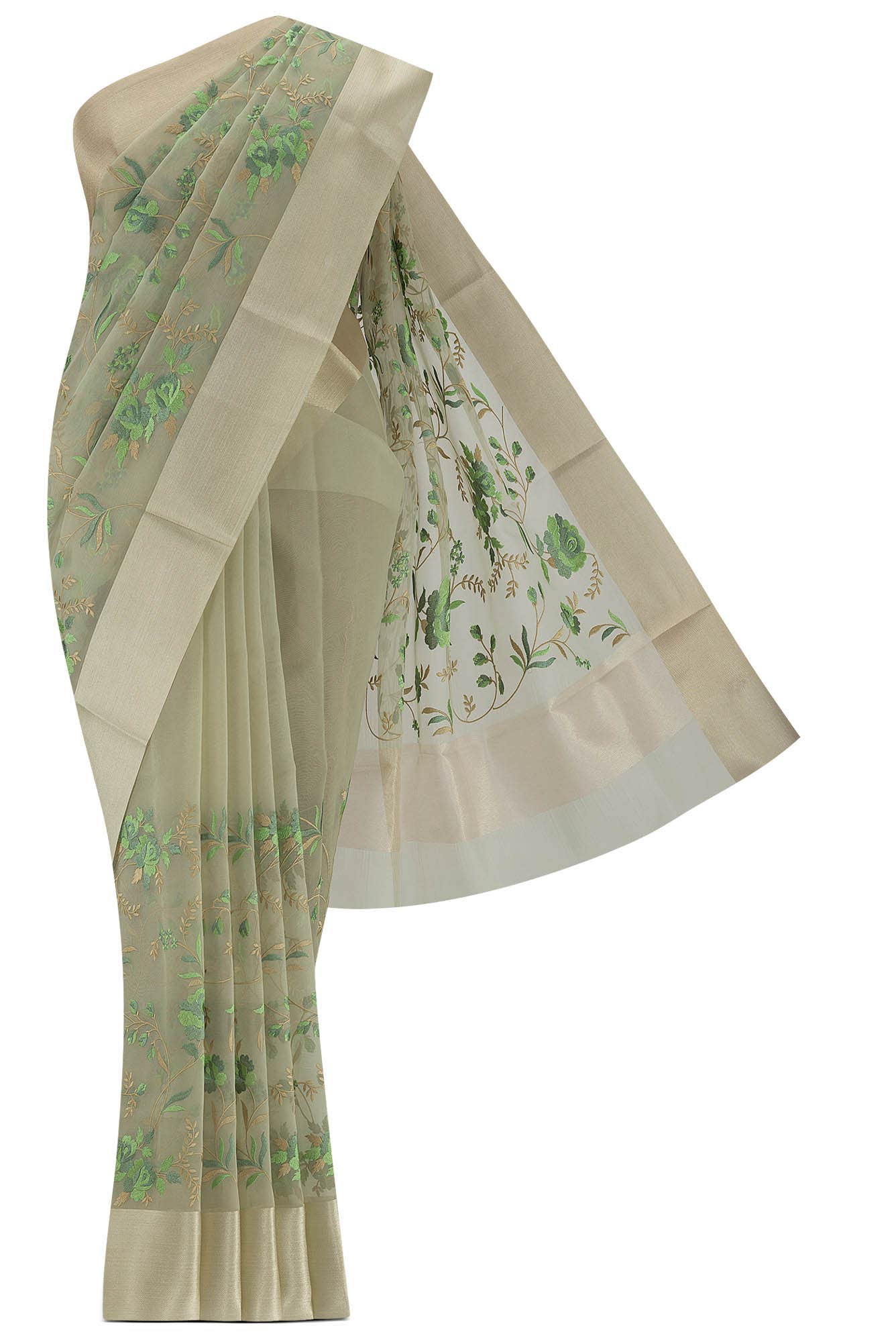Green Kora Cotton Saree