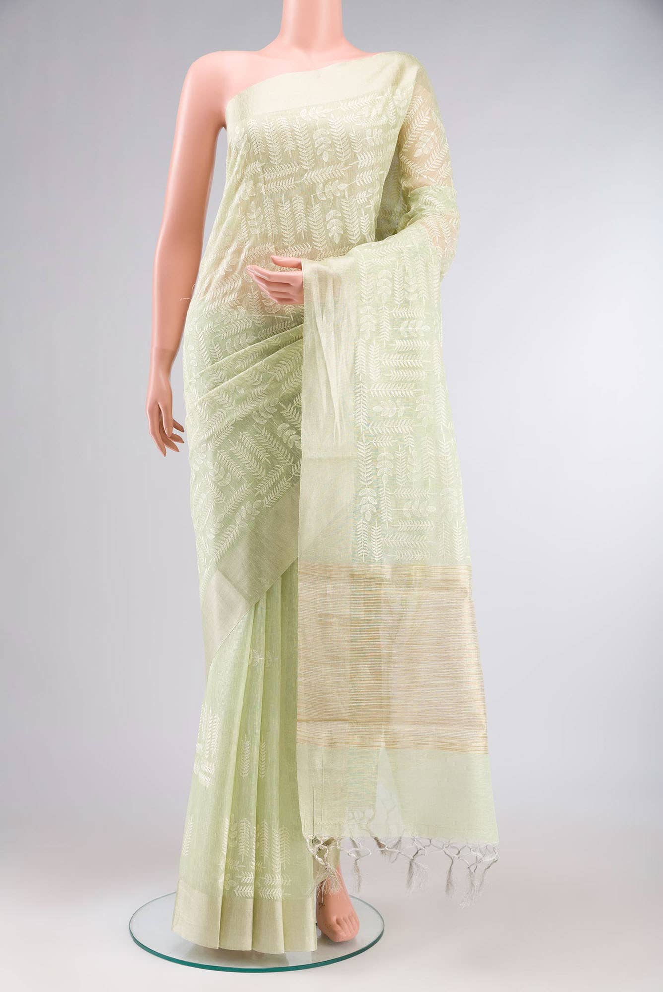 Green Blended Cotton Saree