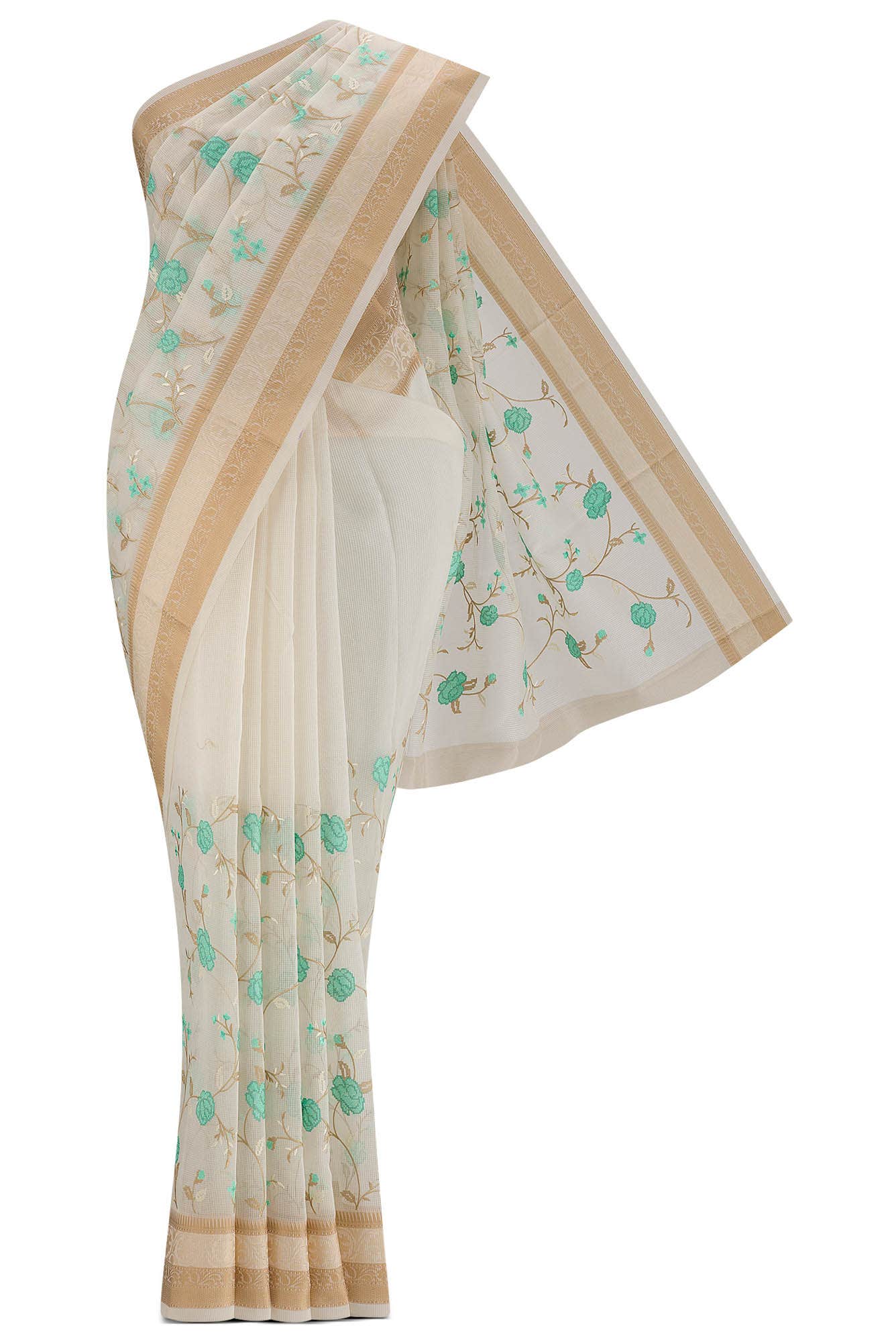 Cream Blended Kota Cotton Saree